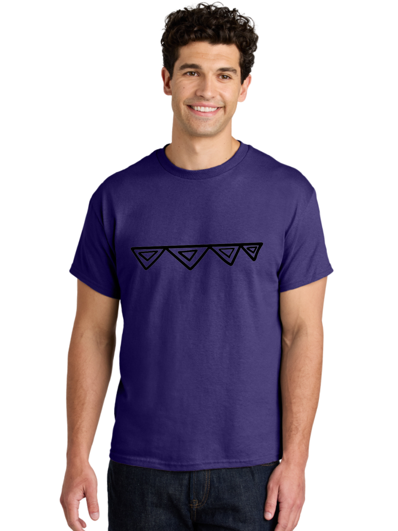 Party-Bunting Men'S Graphic Tee, 100% Cotton, Comfortable Casual Summer Wear, Machine Washable, Party Decorations, Festive Bunting, Celebration Decor, Geometric Shapes, Triangular Flags, Simple Design, Hand-Drawn, Minimalist Style -  Aaa475