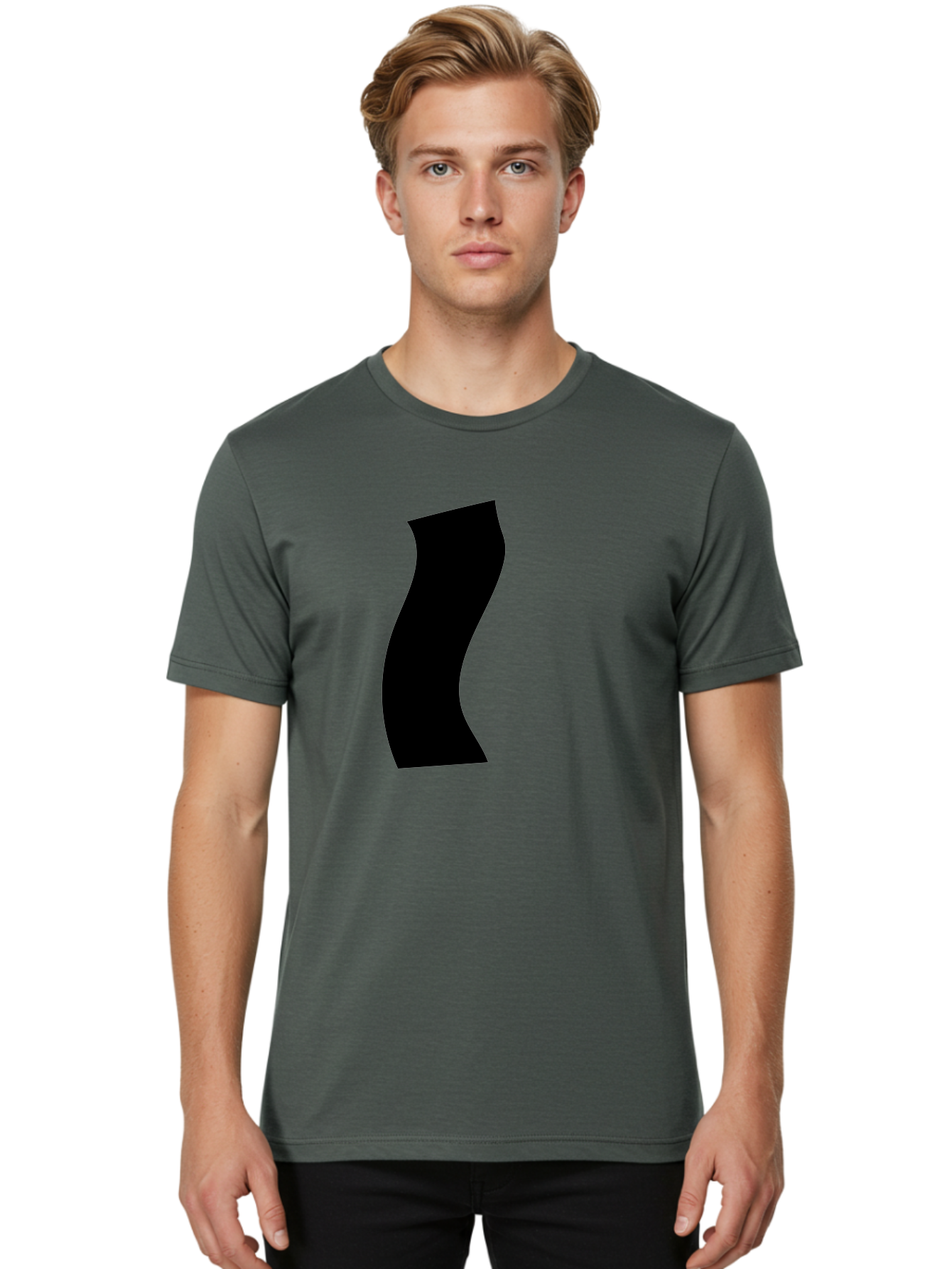 S Men'S Graphic Tee, 100% Cotton, Comfortable Casual Summer Wear, Machine Washable, Stylized Letter, Abstract Design, Minimalist Art, Bold Font, Modern Graphic, Sleek Typography, Simple Shape -  Aaa480