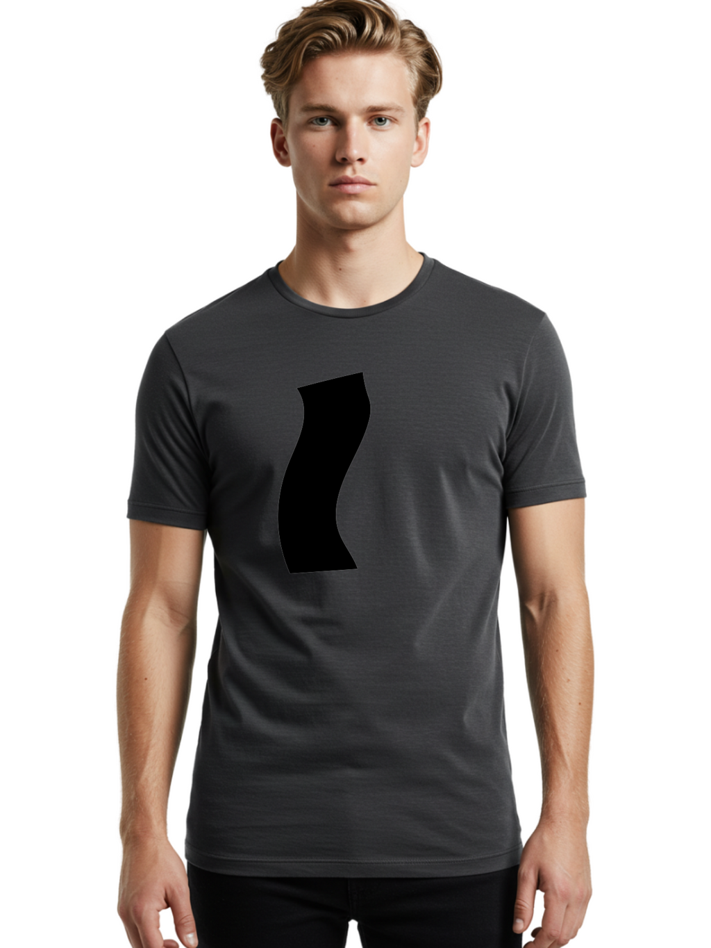 S Men'S Graphic Tee, 100% Cotton, Comfortable Casual Summer Wear, Machine Washable, Stylized Letter, Abstract Design, Minimalist Art, Bold Font, Modern Graphic, Sleek Typography, Simple Shape -  Aaa480