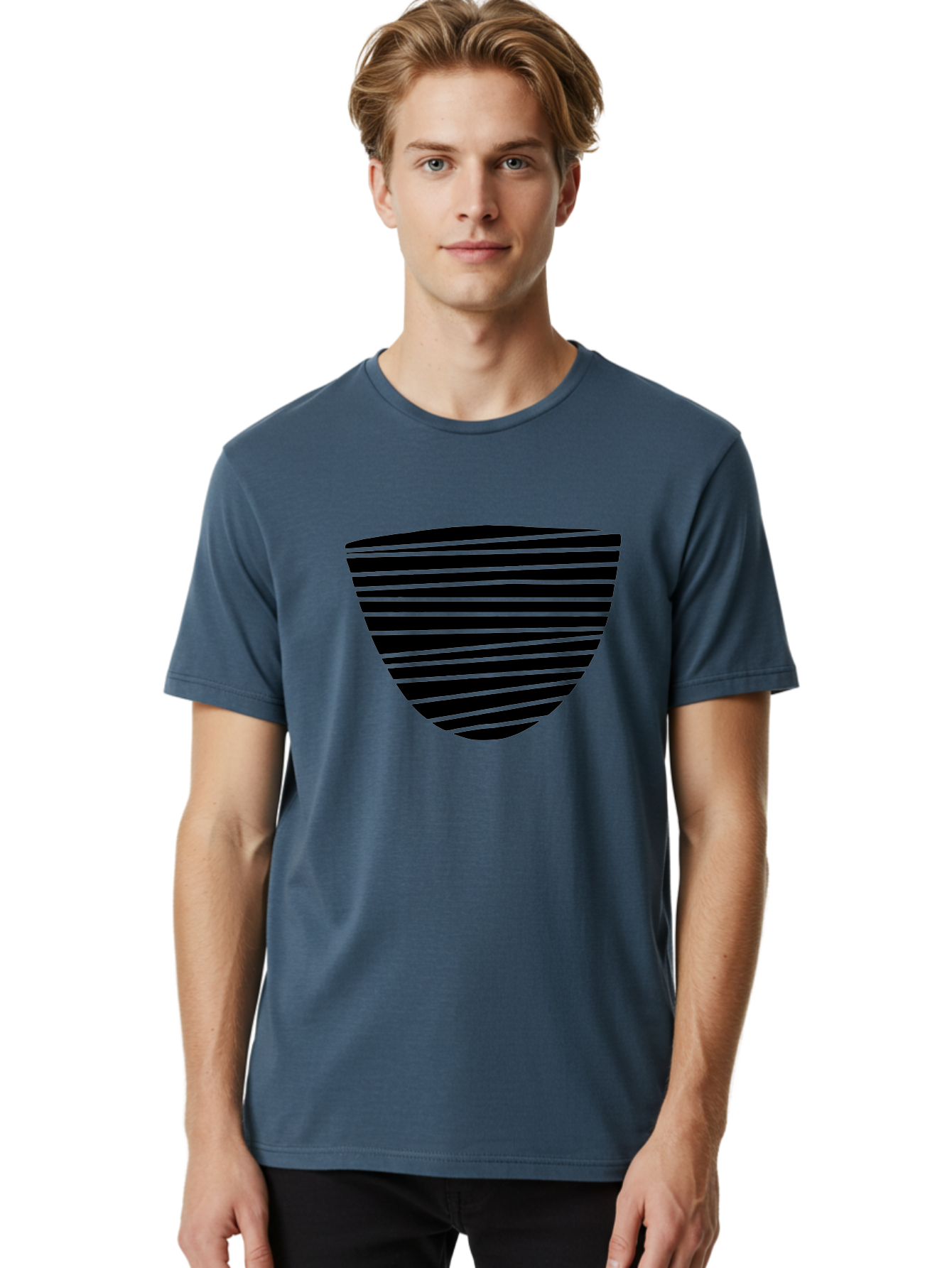 Shield-Icon Men'S Graphic Tee, 100% Cotton, Comfortable Casual Summer Wear, Machine Washable, Shield Icon, Black And Green Stripes, Modern Design, Graphic Element, Security Symbol, Protection Logo, Striped Pattern, Simple Shape -  Aaa485