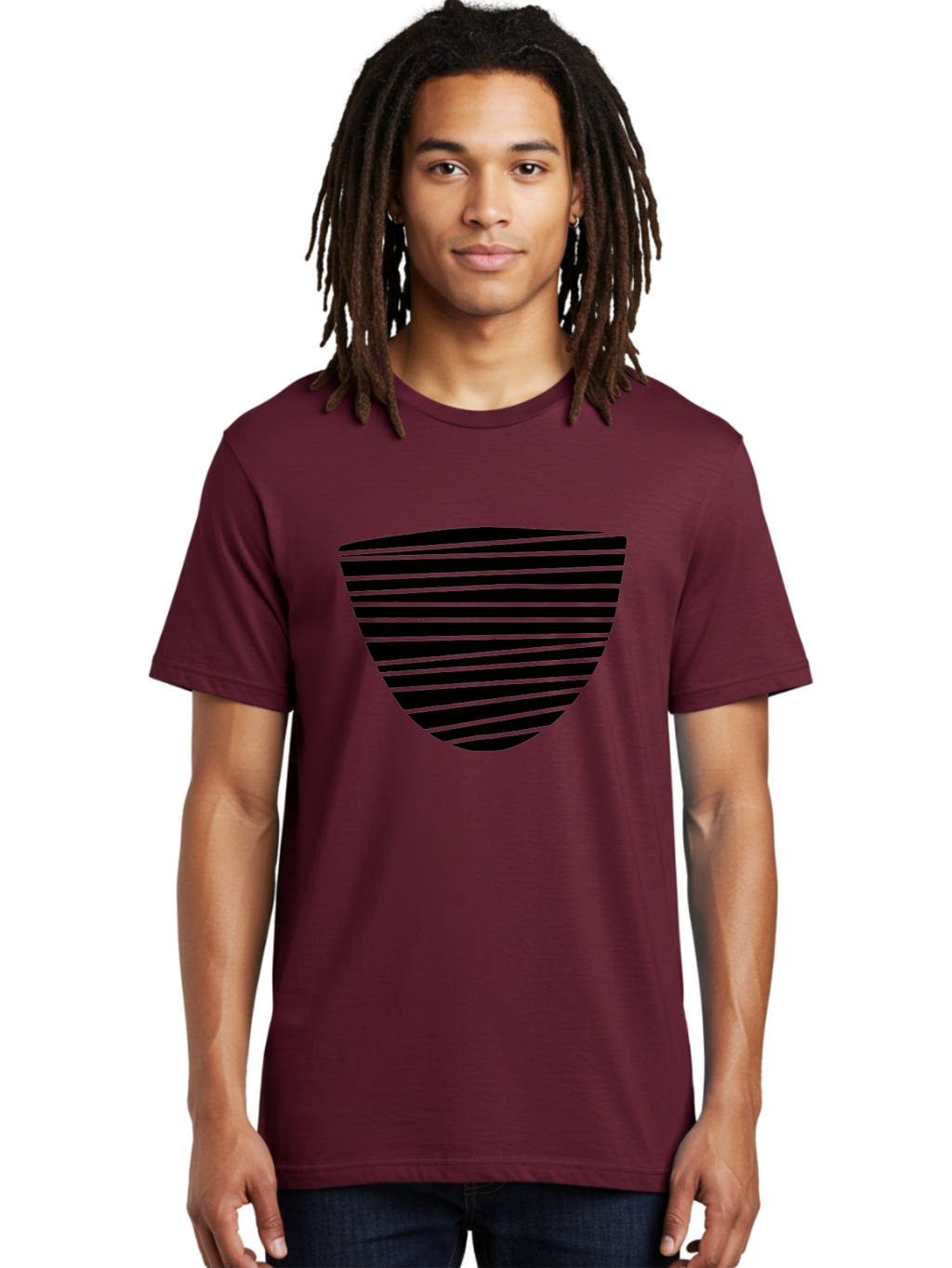Shield-Icon Men'S Graphic Tee, 100% Cotton, Comfortable Casual Summer Wear, Machine Washable, Shield Icon, Black And Green Stripes, Modern Design, Graphic Element, Security Symbol, Protection Logo, Striped Pattern, Simple Shape -  Aaa485