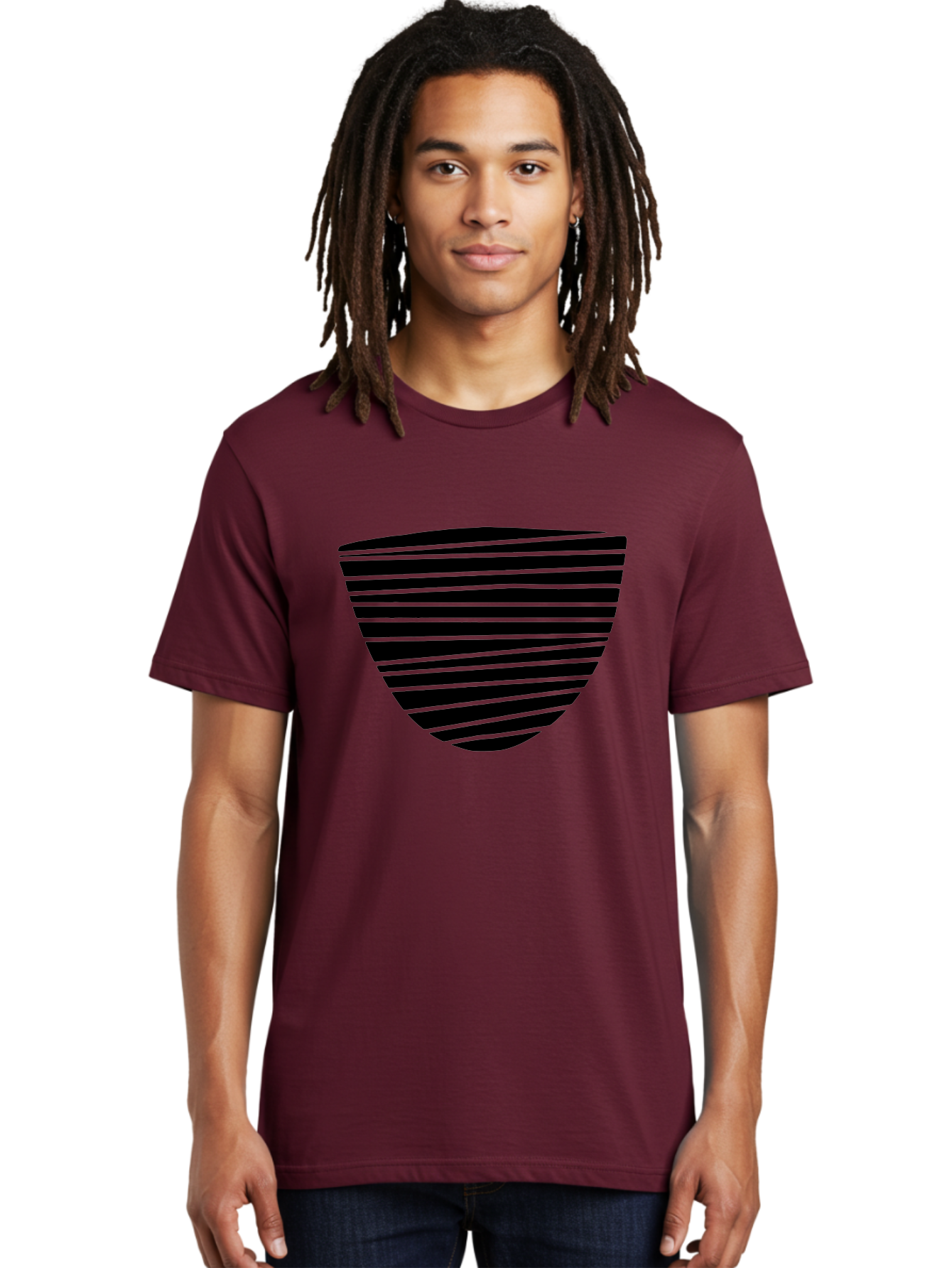 Shield-Icon Men'S Graphic Tee, 100% Cotton, Comfortable Casual Summer Wear, Machine Washable, Shield Icon, Black And Green Stripes, Modern Design, Graphic Element, Security Symbol, Protection Logo, Striped Pattern, Simple Shape -  Aaa485