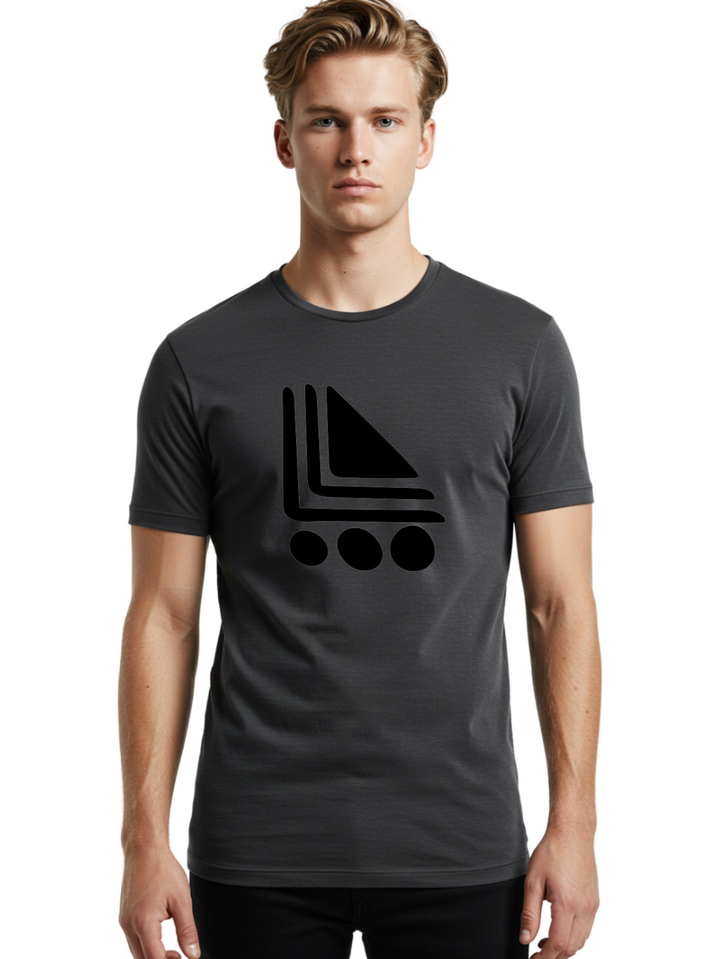 Shopping-Cart Men'S Graphic Tee, 100% Cotton, Comfortable Casual Summer Wear, Machine Washable, Shopping Cart Icon, E-Commerce Symbol, Online Shopping, Digital Marketplace, Minimalist Design, Bold Graphics, Black Silhouette -  Aaa487