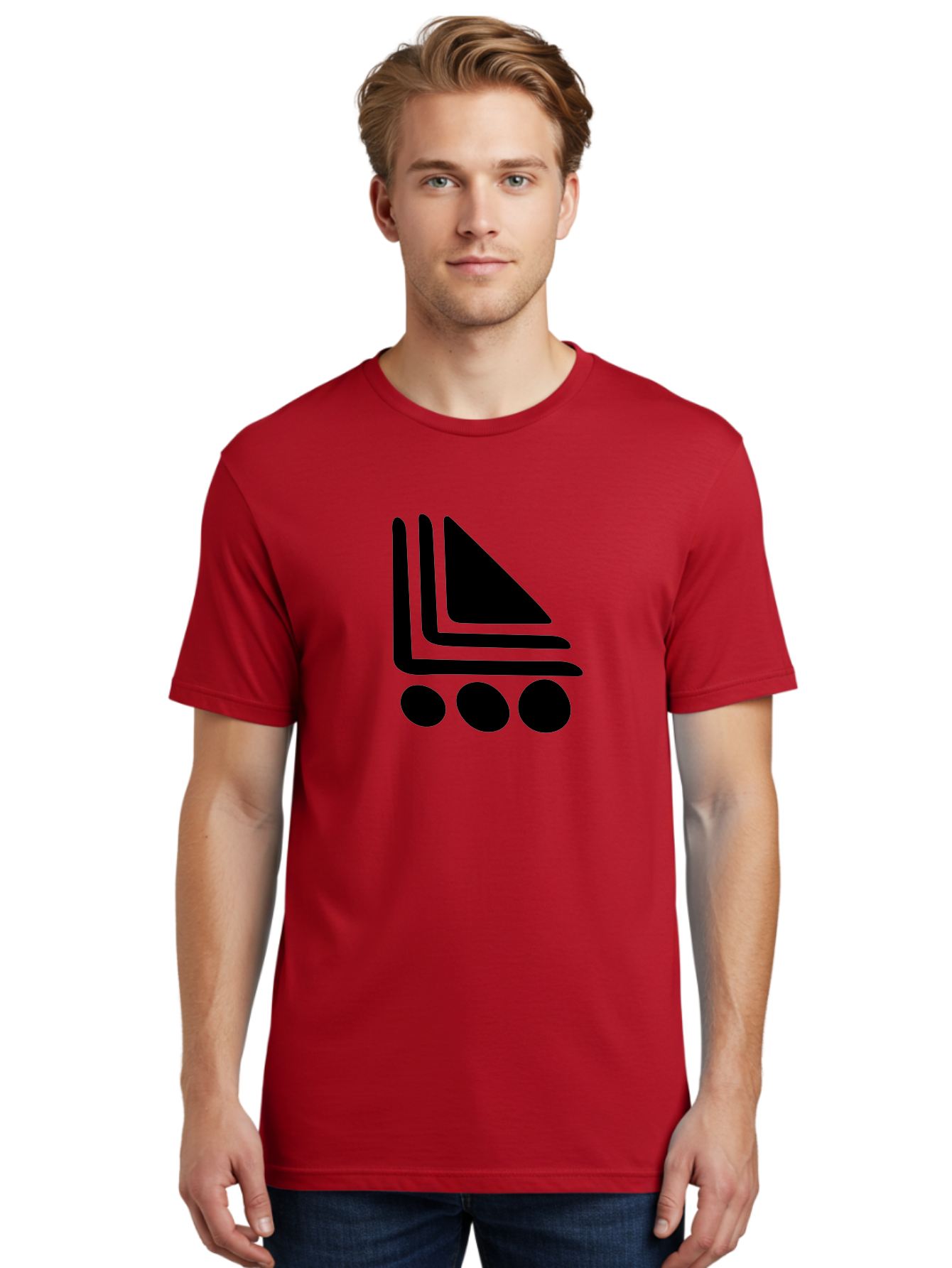 Shopping-Cart Men'S Graphic Tee, 100% Cotton, Comfortable Casual Summer Wear, Machine Washable, Shopping Cart Icon, E-Commerce Symbol, Online Shopping, Digital Marketplace, Minimalist Design, Bold Graphics, Black Silhouette -  Aaa487