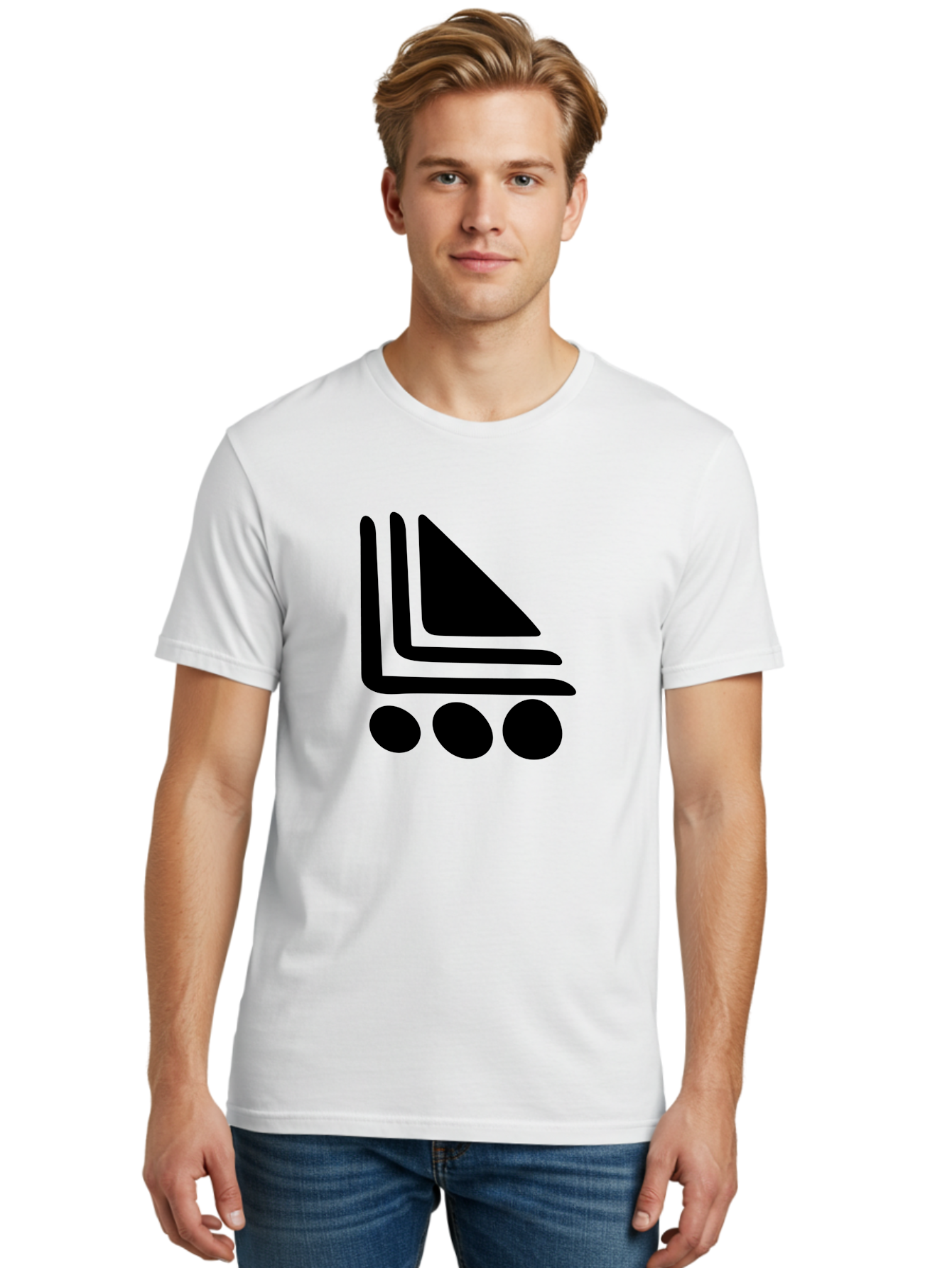 Shopping-Cart Men'S Graphic Tee, 100% Cotton, Comfortable Casual Summer Wear, Machine Washable, Shopping Cart Icon, E-Commerce Symbol, Online Shopping, Digital Marketplace, Minimalist Design, Bold Graphics, Black Silhouette -  Aaa487