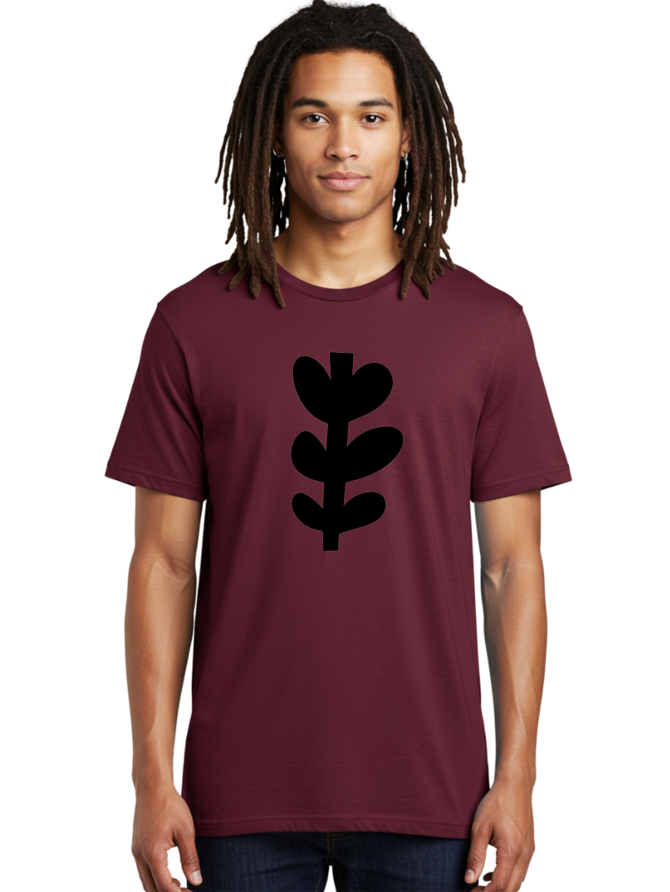 Silhouette-Of-Wheat-Or-Barley Men'S Graphic Tee, 100% Cotton, Comfortable Casual Summer Wear, Machine Washable, Black Plant Silhouette, Simple Design, Minimalist Art, Nature-Inspired Graphic, Leafy Stem, Botanical Icon, Modern Illustration -  Aaa488