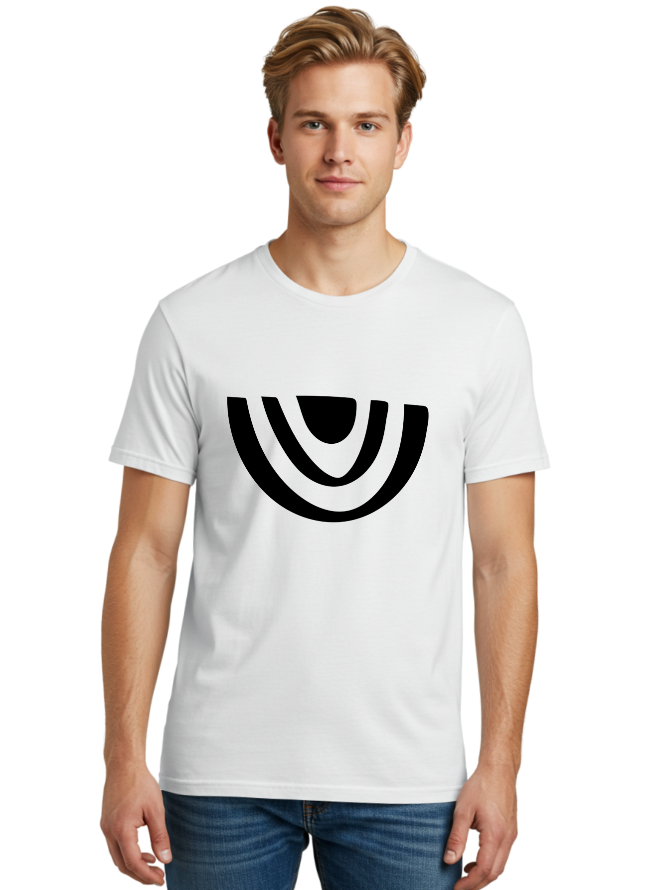 Smile Men'S Graphic Tee, 100% Cotton, Comfortable Casual Summer Wear, Machine Washable, Modern Logo, Abstract Symbol, Curved Lines, Futuristic Design, Sleek And Minimalist, Black And Green Color Scheme, Dynamic Graphic -  Aaa489