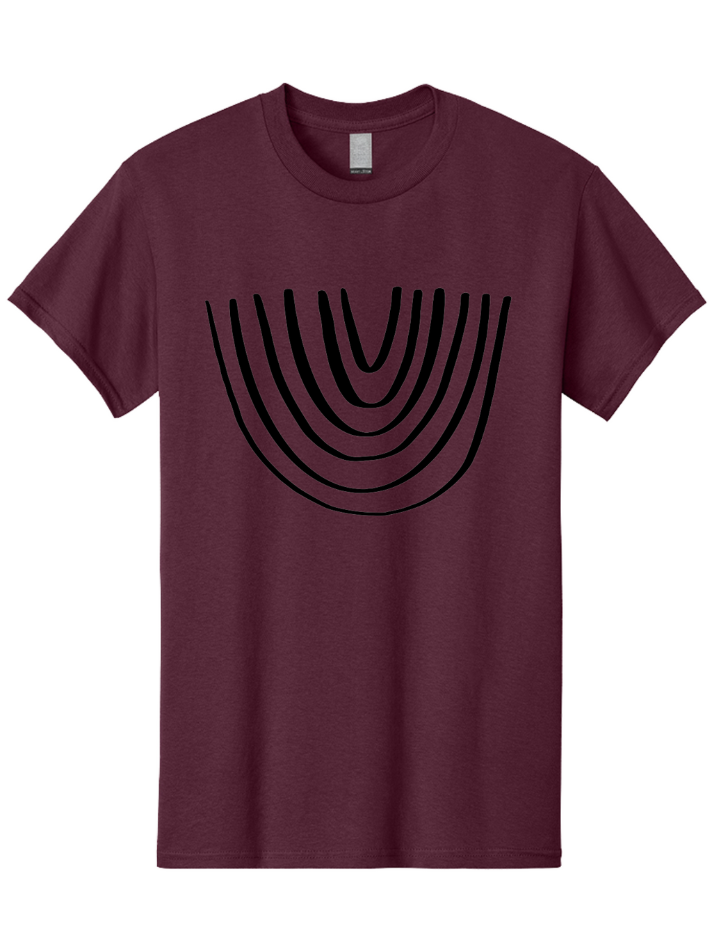 Stacked-Arches Men'S Graphic Tee, 100% Cotton, Comfortable Casual Summer Wear, Machine Washable, Black Arches, Curved Lines, Minimalist Design, Simple Shapes, Abstract Art, Geometric Pattern, Bold Graphics -  Aaa491