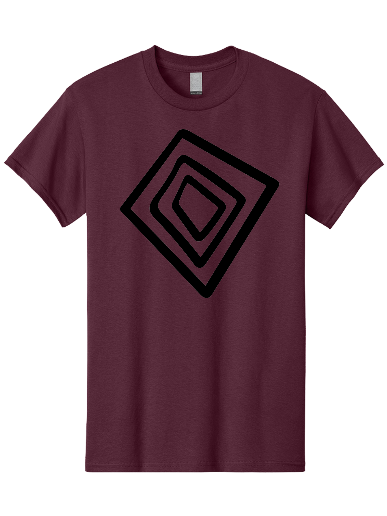 Stacked-Diamonds Men'S Graphic Tee, 100% Cotton, Comfortable Casual Summer Wear, Machine Washable, Concentric Diamond Shapes, Layered Design, Minimalist Art, Black And Green, Geometric Pattern, Modern Aesthetic, Simple Graphics -  Aaa492