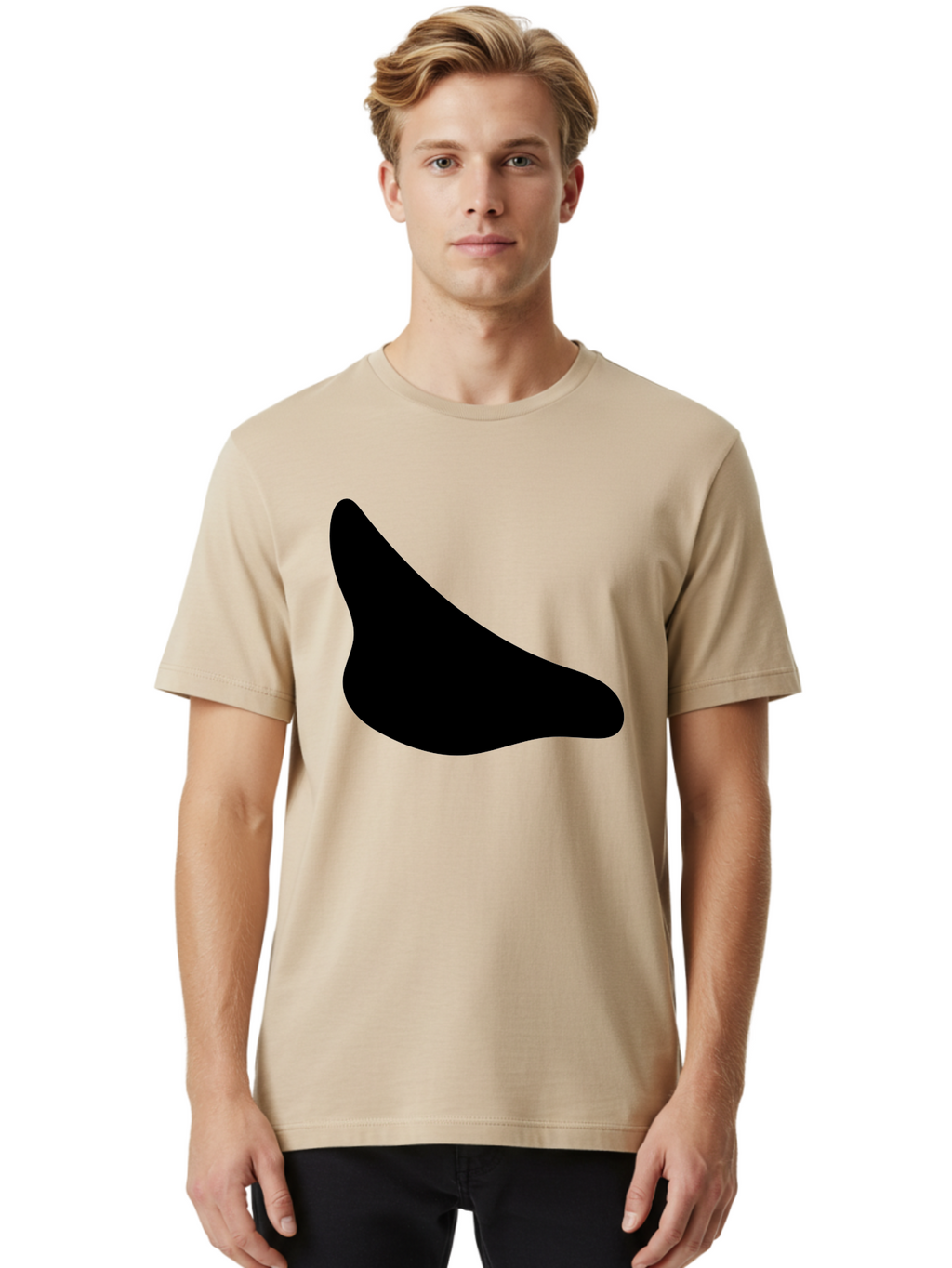 Stylized-Foot Men'S Graphic Tee, 100% Cotton, Comfortable Casual Summer Wear, Machine Washable, Shoe Sole, Footwear Design, Minimalist Shape, Black Silhouette, Simple Graphic, Modern Style -  Aaa494