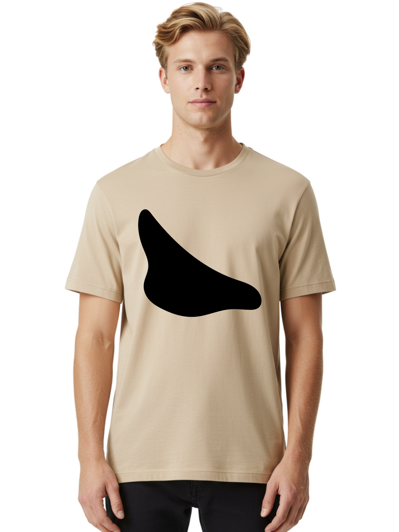 Stylized-Foot Men'S Graphic Tee, 100% Cotton, Comfortable Casual Summer Wear, Machine Washable, Shoe Sole, Footwear Design, Minimalist Shape, Black Silhouette, Simple Graphic, Modern Style -  Aaa494