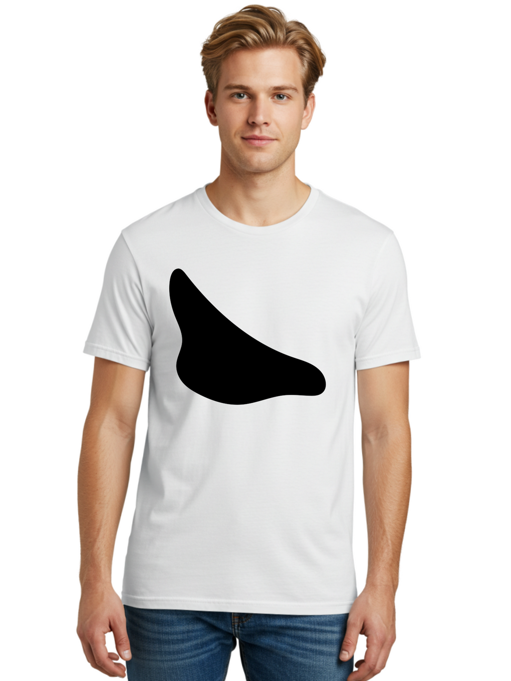 Stylized-Foot Men'S Graphic Tee, 100% Cotton, Comfortable Casual Summer Wear, Machine Washable, Shoe Sole, Footwear Design, Minimalist Shape, Black Silhouette, Simple Graphic, Modern Style -  Aaa494