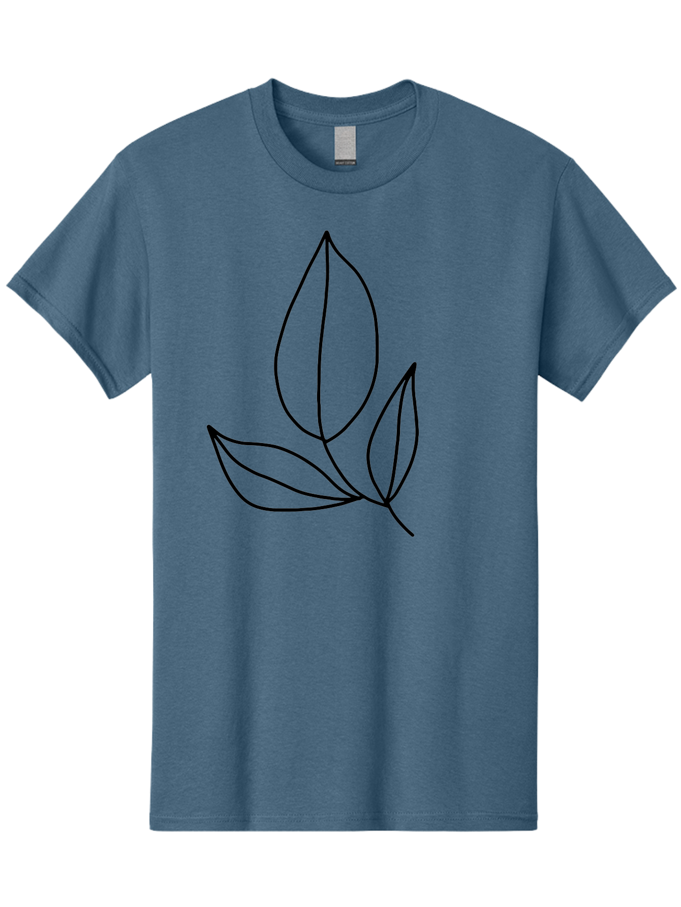 Three-Leaves Men'S Graphic Tee, 100% Cotton, Comfortable Casual Summer Wear, Machine Washable, Simple Leaf Design, Minimalist Art, Leaf Illustration, Black Lines, Leaf Silhouettes, Nature-Inspired Graphics, Botanical Art, Clean Lines, -  Aaa500