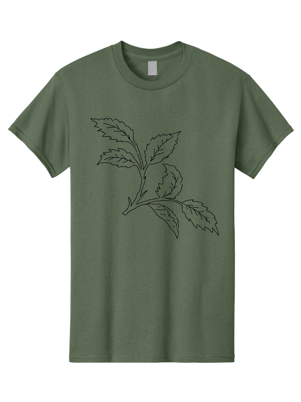 Tomato-Branch Men'S Graphic Tee, 100% Cotton, Comfortable Casual Summer Wear, Machine Washable, Tomato Leaves, Leafy Greens, Botanical Illustration, Leaf Structure, Simple Line Art, Garden Graphics, Vegetable Art -  Aaa502