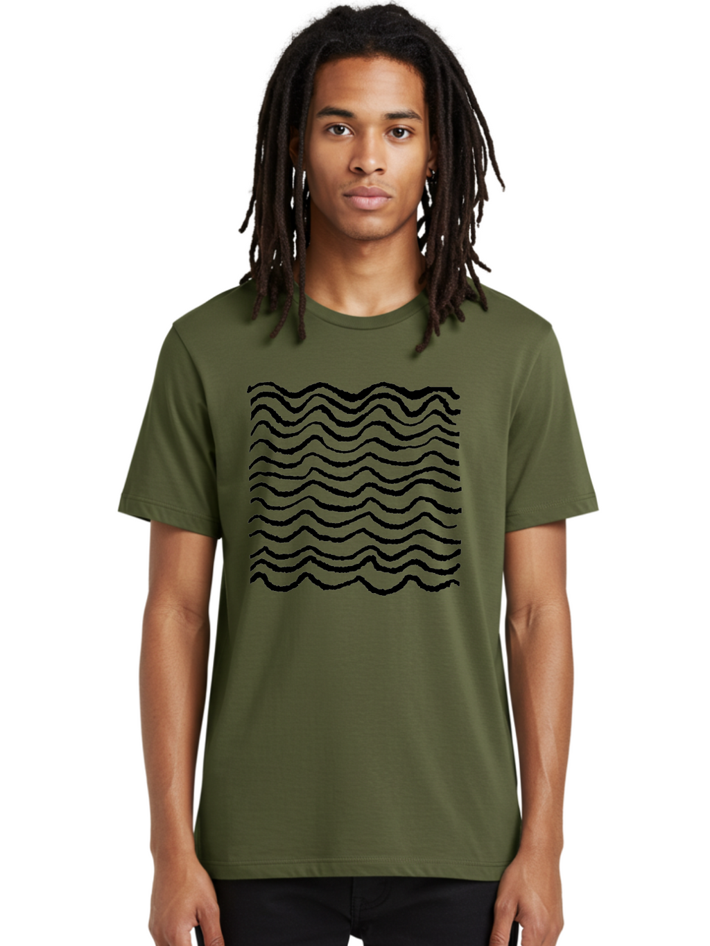 Wavy-Lines-Pattern Men'S Graphic Tee, 100% Cotton, Comfortable Casual Summer Wear, Machine Washable, Wavy Lines, Black Lines, Fluid Patterns, Abstract Design, Wavy Shapes, Modern Art, Graphic Elements, Dynamic Curves -  Aaa508