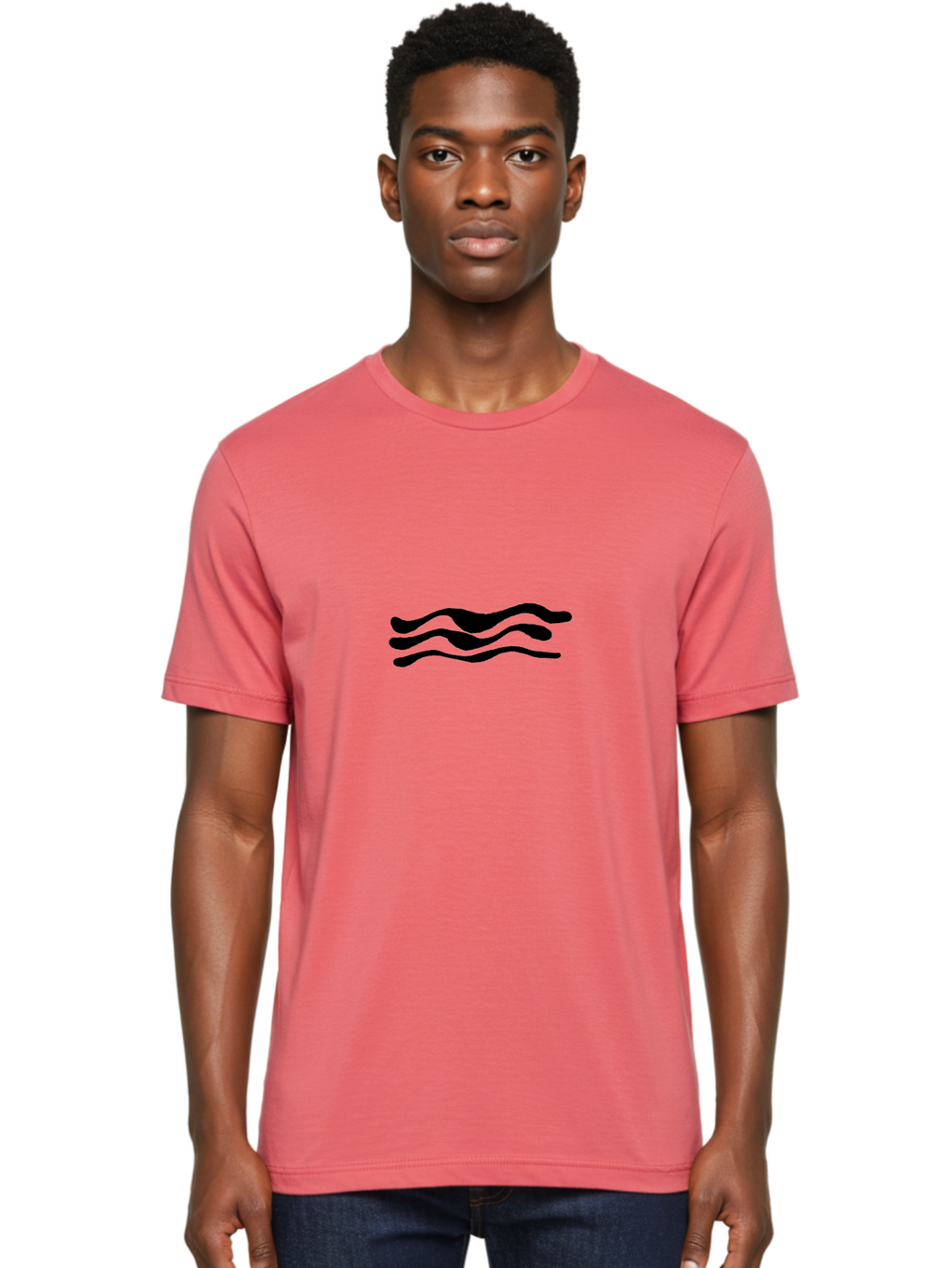 Wavy-Lines Men'S Graphic Tee, 100% Cotton, Comfortable Casual Summer Wear, Machine Washable, Wavy Lines, Abstract Design, Minimalist Art, Fluid Shapes, Dynamic Pattern, Modern Graphic -  Aaa509