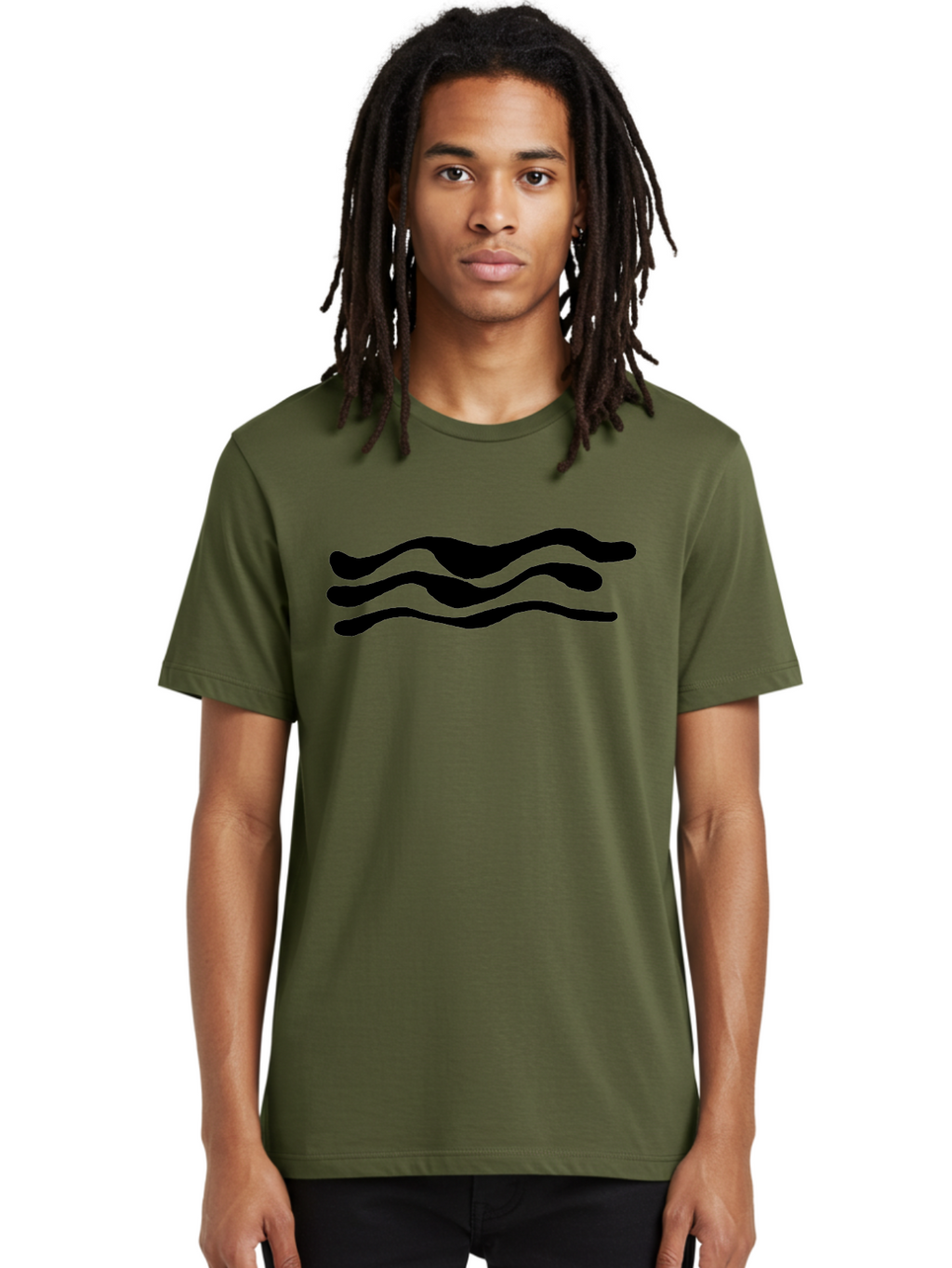 Wavy-Lines Men'S Graphic Tee, 100% Cotton, Comfortable Casual Summer Wear, Machine Washable, Wavy Lines, Abstract Design, Minimalist Art, Fluid Shapes, Dynamic Pattern, Modern Graphic -  Aaa509