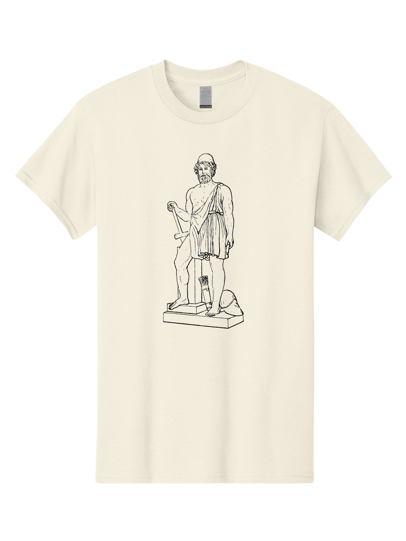 Ancient-Greek-Statue Men'S Graphic Tee, 100% Cotton, Comfortable Casual Summer Wear, Machine Washable, Ancient Greek Statue, Hippocrates Figure, Classical Art, Historical Landmark, Medical Heritage, Greek Physician, Symbolic Representation, -  Aaa512