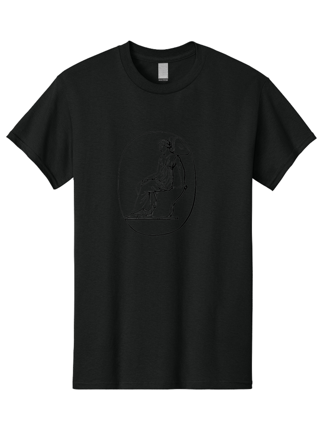 Athena-1 Men'S Graphic Tee, 100% Cotton, Comfortable Casual Summer Wear, Machine Washable, Woman Sitting On Chair, Ancient Greek Style, Classical Art, Feminine Figure, Relaxed Pose, Elegant Design, Minimalist Line Art, -  Aaa517