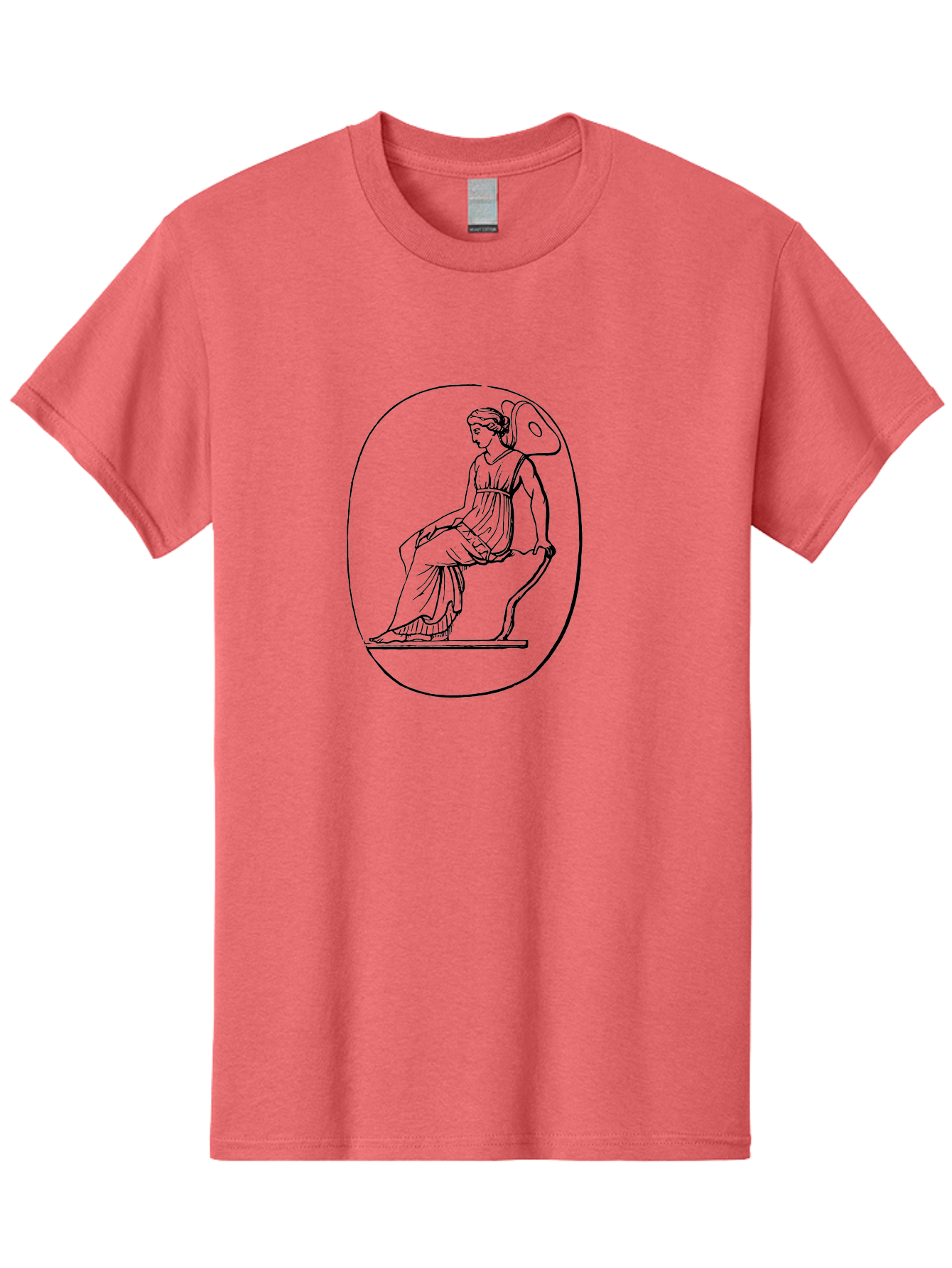 Athena-1 Men'S Graphic Tee, 100% Cotton, Comfortable Casual Summer Wear, Machine Washable, Woman Sitting On Chair, Ancient Greek Style, Classical Art, Feminine Figure, Relaxed Pose, Elegant Design, Minimalist Line Art, -  Aaa517