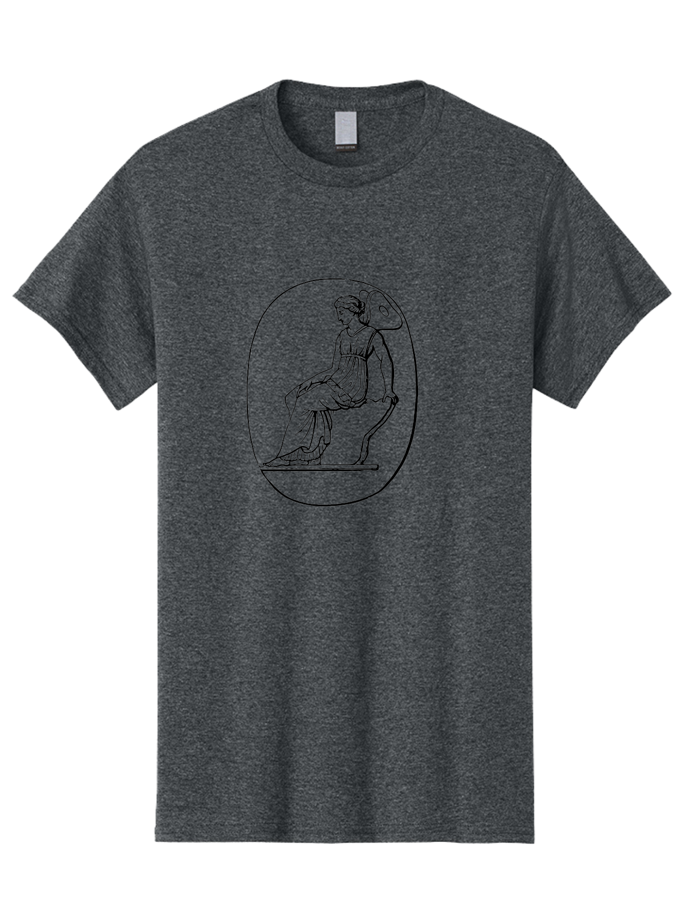 Athena-1 Men'S Graphic Tee, 100% Cotton, Comfortable Casual Summer Wear, Machine Washable, Woman Sitting On Chair, Ancient Greek Style, Classical Art, Feminine Figure, Relaxed Pose, Elegant Design, Minimalist Line Art, -  Aaa517