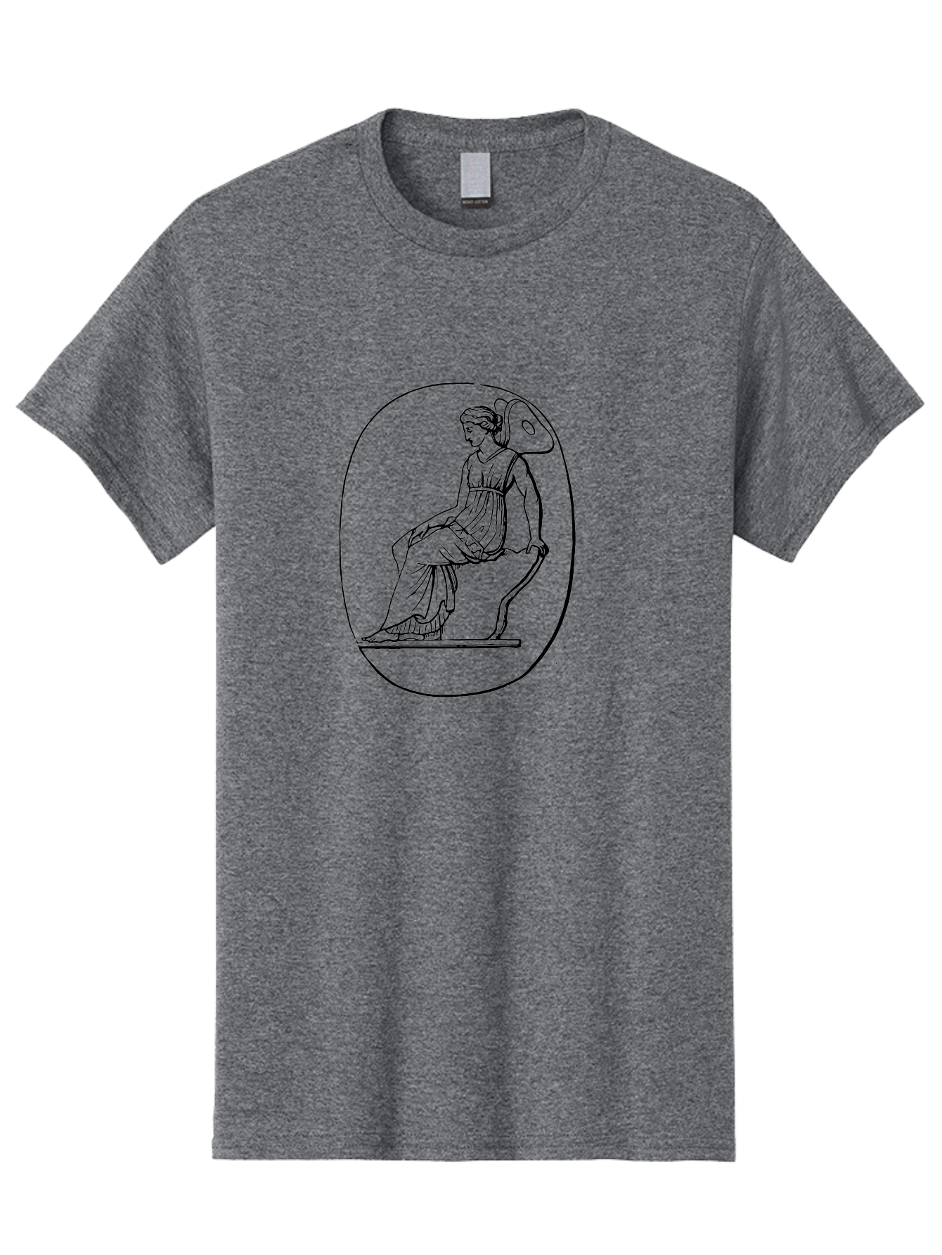 Athena-1 Men'S Graphic Tee, 100% Cotton, Comfortable Casual Summer Wear, Machine Washable, Woman Sitting On Chair, Ancient Greek Style, Classical Art, Feminine Figure, Relaxed Pose, Elegant Design, Minimalist Line Art, -  Aaa517