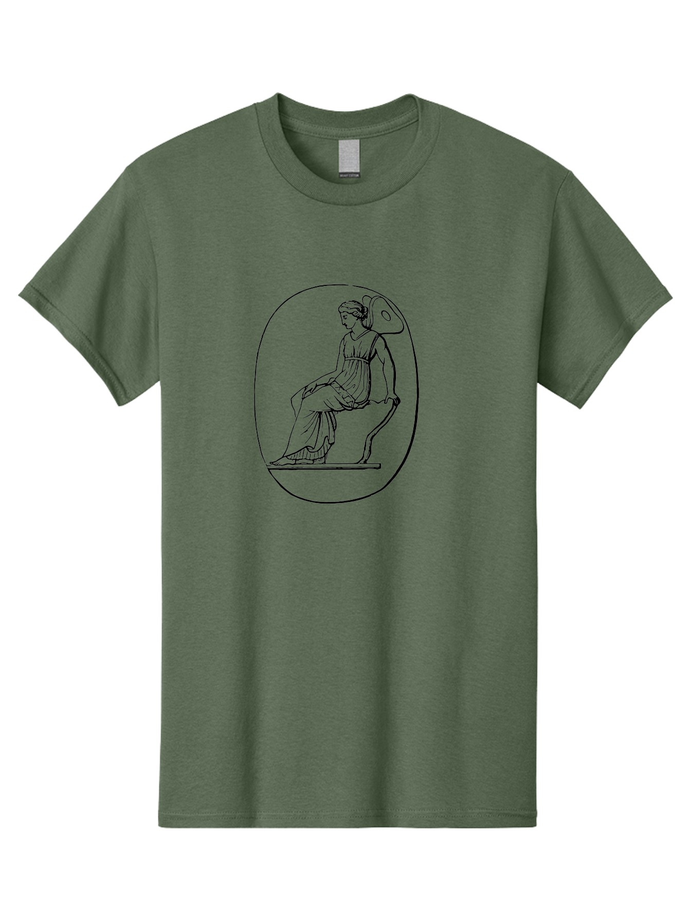 Athena-1 Men'S Graphic Tee, 100% Cotton, Comfortable Casual Summer Wear, Machine Washable, Woman Sitting On Chair, Ancient Greek Style, Classical Art, Feminine Figure, Relaxed Pose, Elegant Design, Minimalist Line Art, -  Aaa517