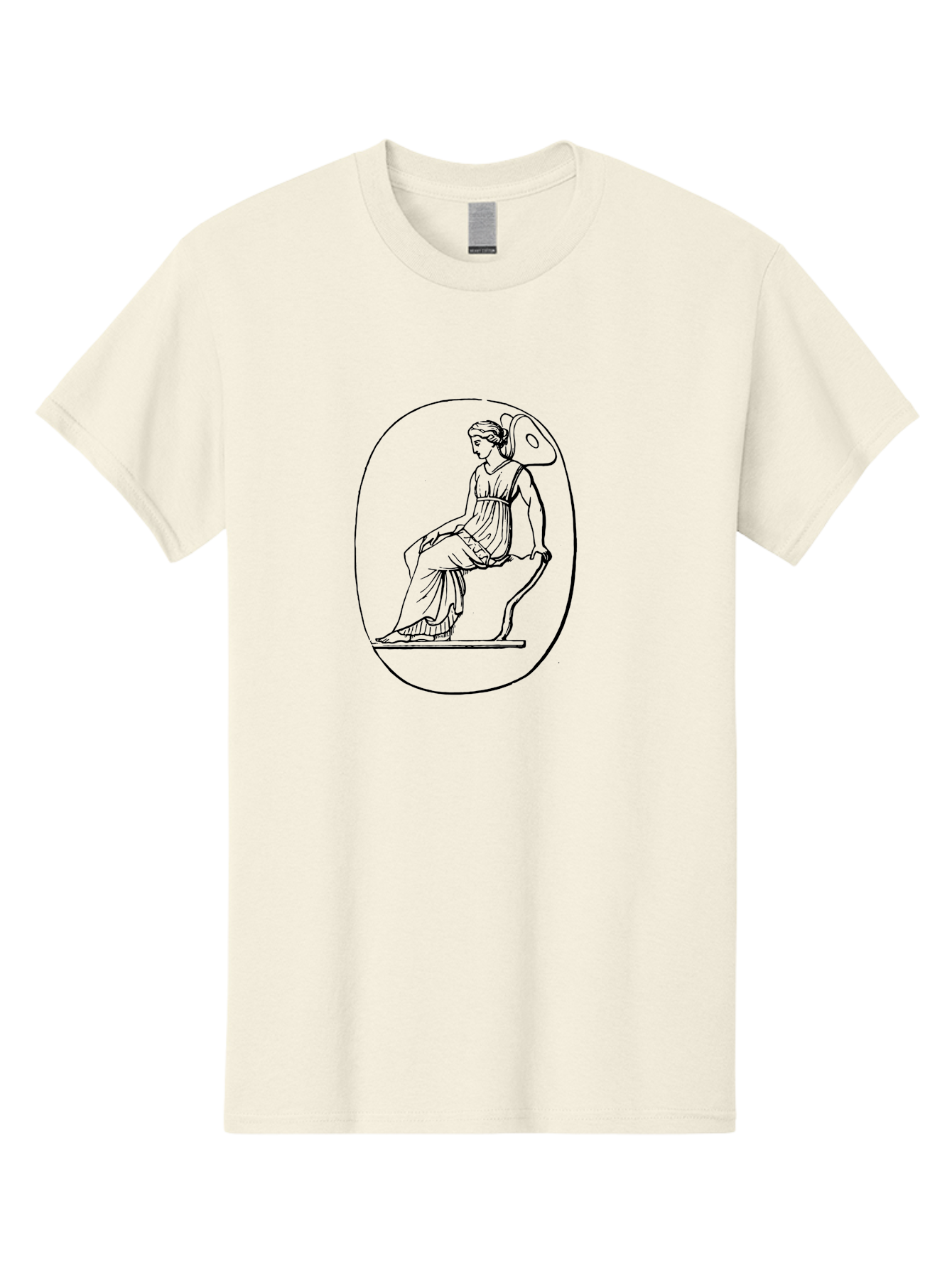 Athena-1 Men'S Graphic Tee, 100% Cotton, Comfortable Casual Summer Wear, Machine Washable, Woman Sitting On Chair, Ancient Greek Style, Classical Art, Feminine Figure, Relaxed Pose, Elegant Design, Minimalist Line Art, -  Aaa517