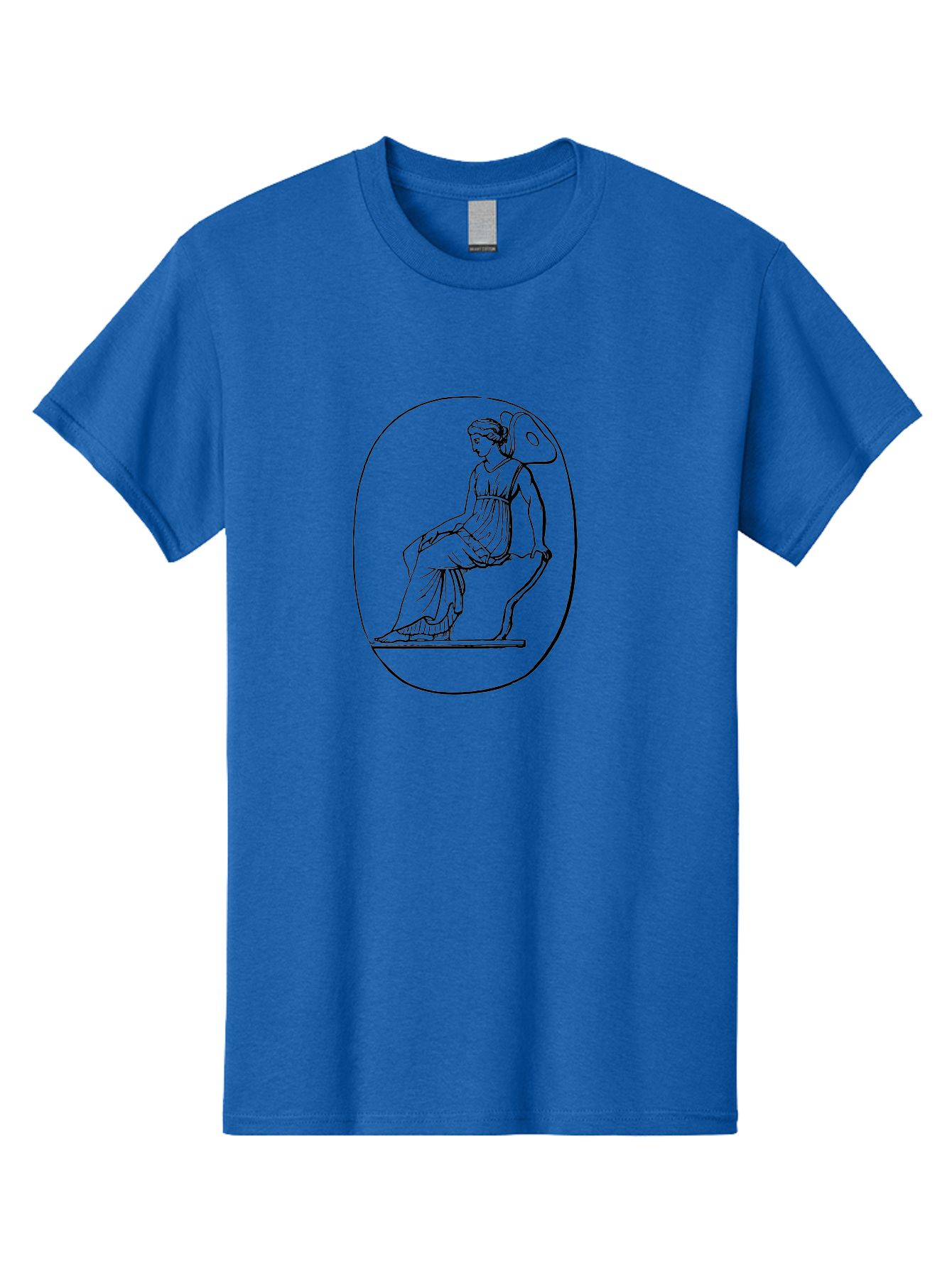 Athena-1 Men'S Graphic Tee, 100% Cotton, Comfortable Casual Summer Wear, Machine Washable, Woman Sitting On Chair, Ancient Greek Style, Classical Art, Feminine Figure, Relaxed Pose, Elegant Design, Minimalist Line Art, -  Aaa517