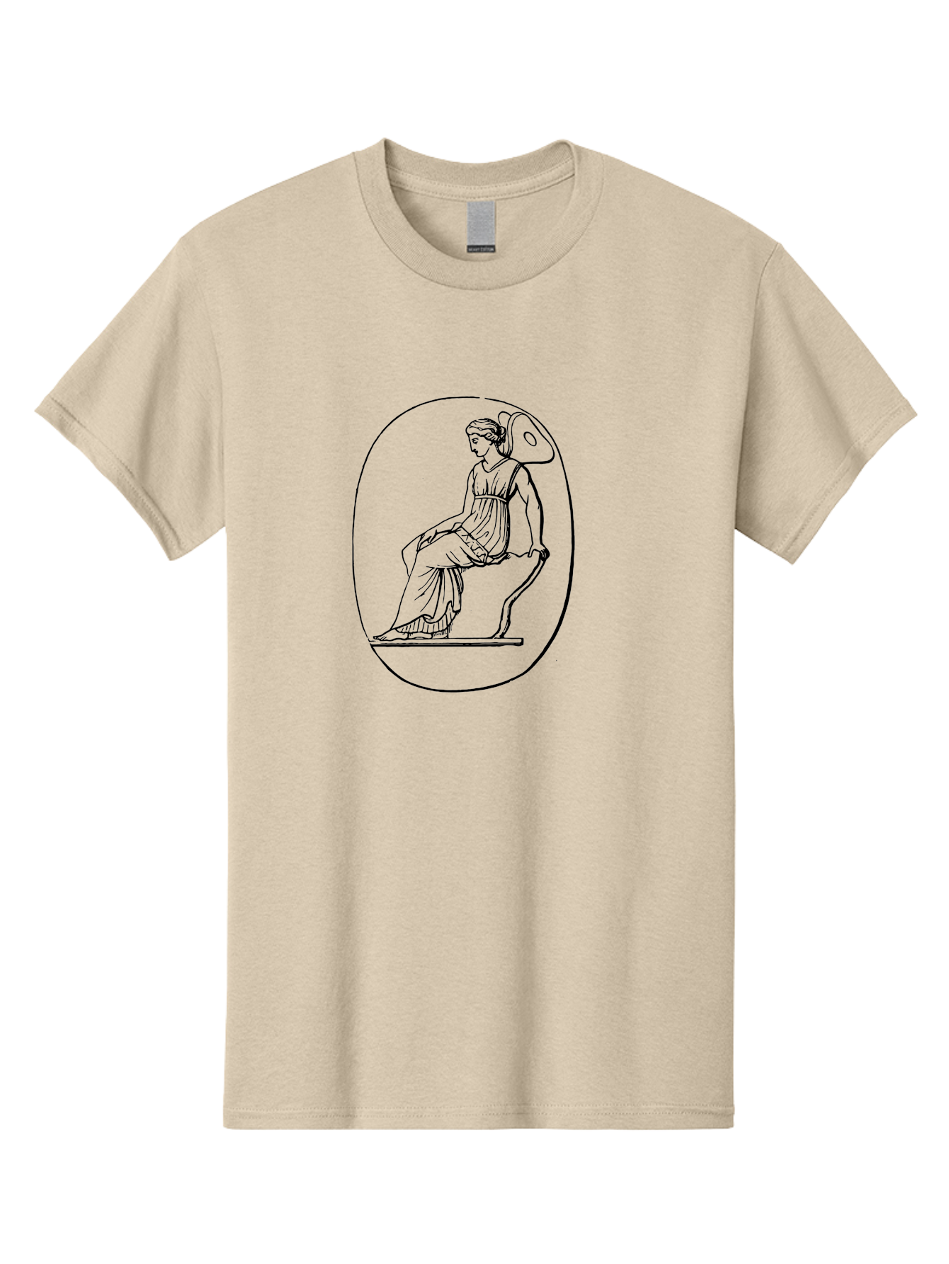 Athena-1 Men'S Graphic Tee, 100% Cotton, Comfortable Casual Summer Wear, Machine Washable, Woman Sitting On Chair, Ancient Greek Style, Classical Art, Feminine Figure, Relaxed Pose, Elegant Design, Minimalist Line Art, -  Aaa517