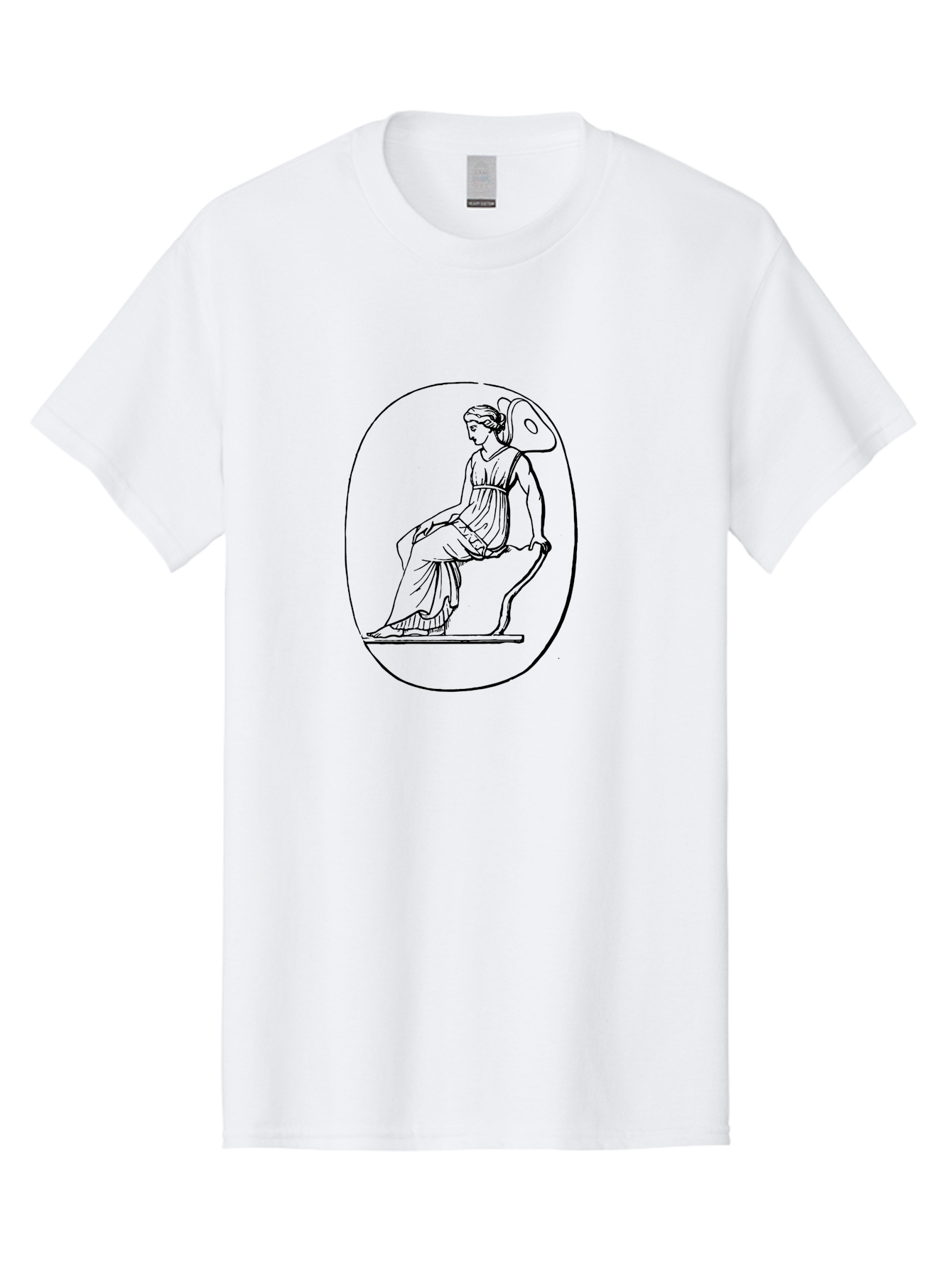 Athena-1 Men'S Graphic Tee, 100% Cotton, Comfortable Casual Summer Wear, Machine Washable, Woman Sitting On Chair, Ancient Greek Style, Classical Art, Feminine Figure, Relaxed Pose, Elegant Design, Minimalist Line Art, -  Aaa517
