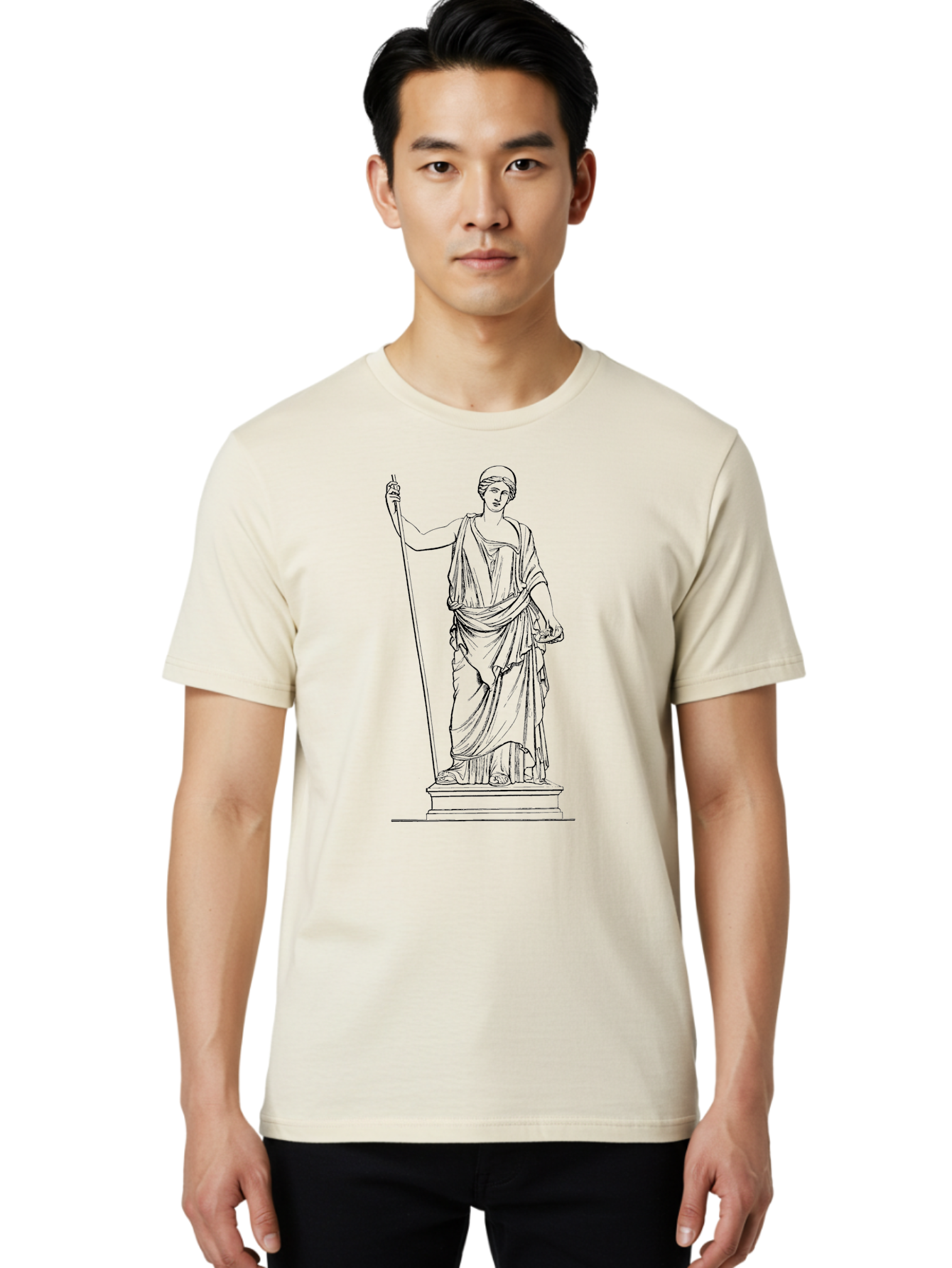 Athena Men'S Graphic Tee, 100% Cotton, Comfortable Casual Summer Wear, Machine Washable, Ancient Greek Goddess, Pallas Athena, Mythological Figure, Classical Art, Greek Mythology, Historical Illustration, Traditional Art, Warrior Goddess, -  Aaa518