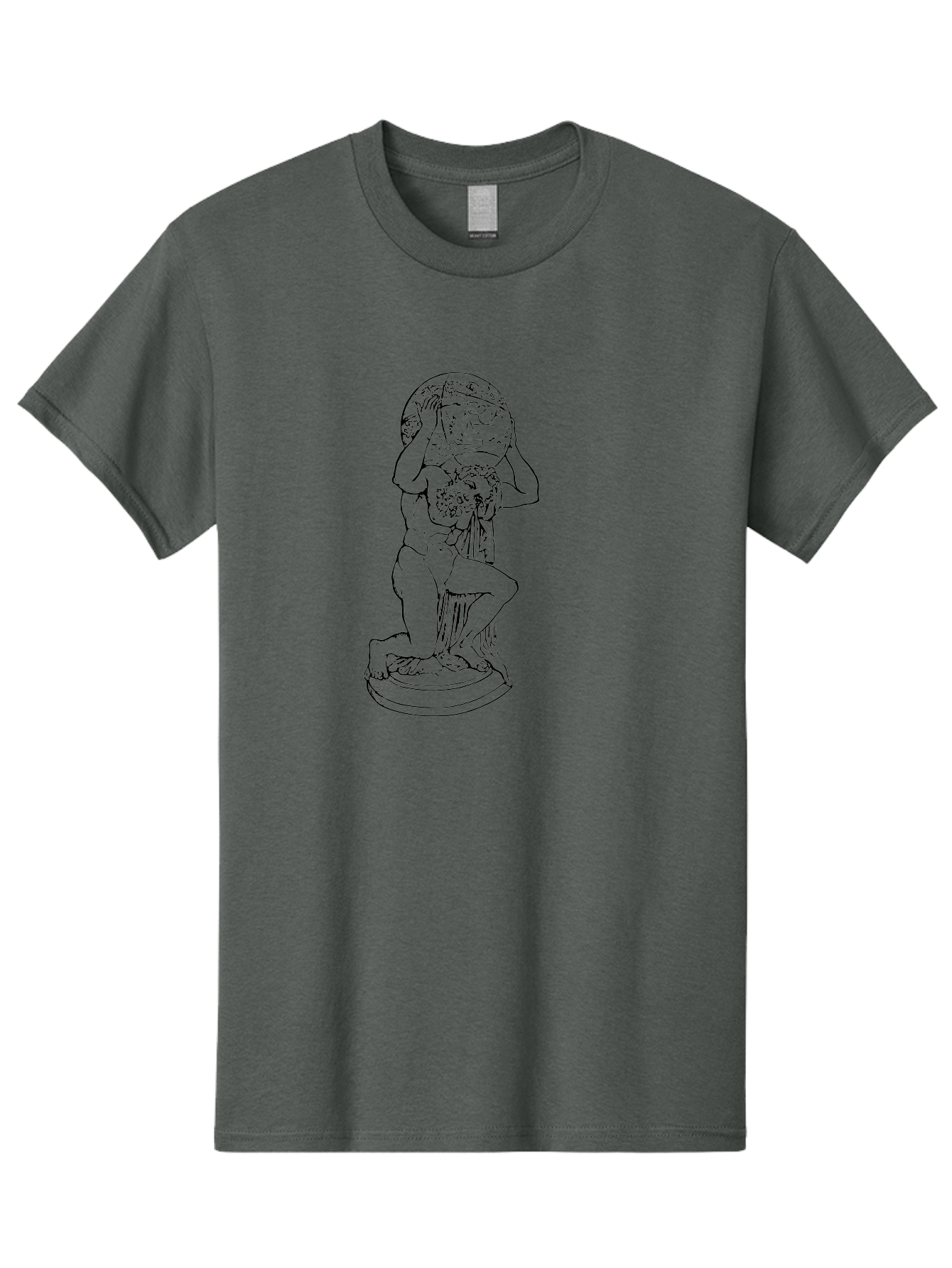 Atlas-Holding-Globe Men'S Graphic Tee, 100% Cotton, Comfortable Casual Summer Wear, Machine Washable, Statue Of Atlas, Greek Mythology, Holding The World, Classical Art, Mythological Figure, Ancient Greek Culture, Symbolic Representation -  Aaa519