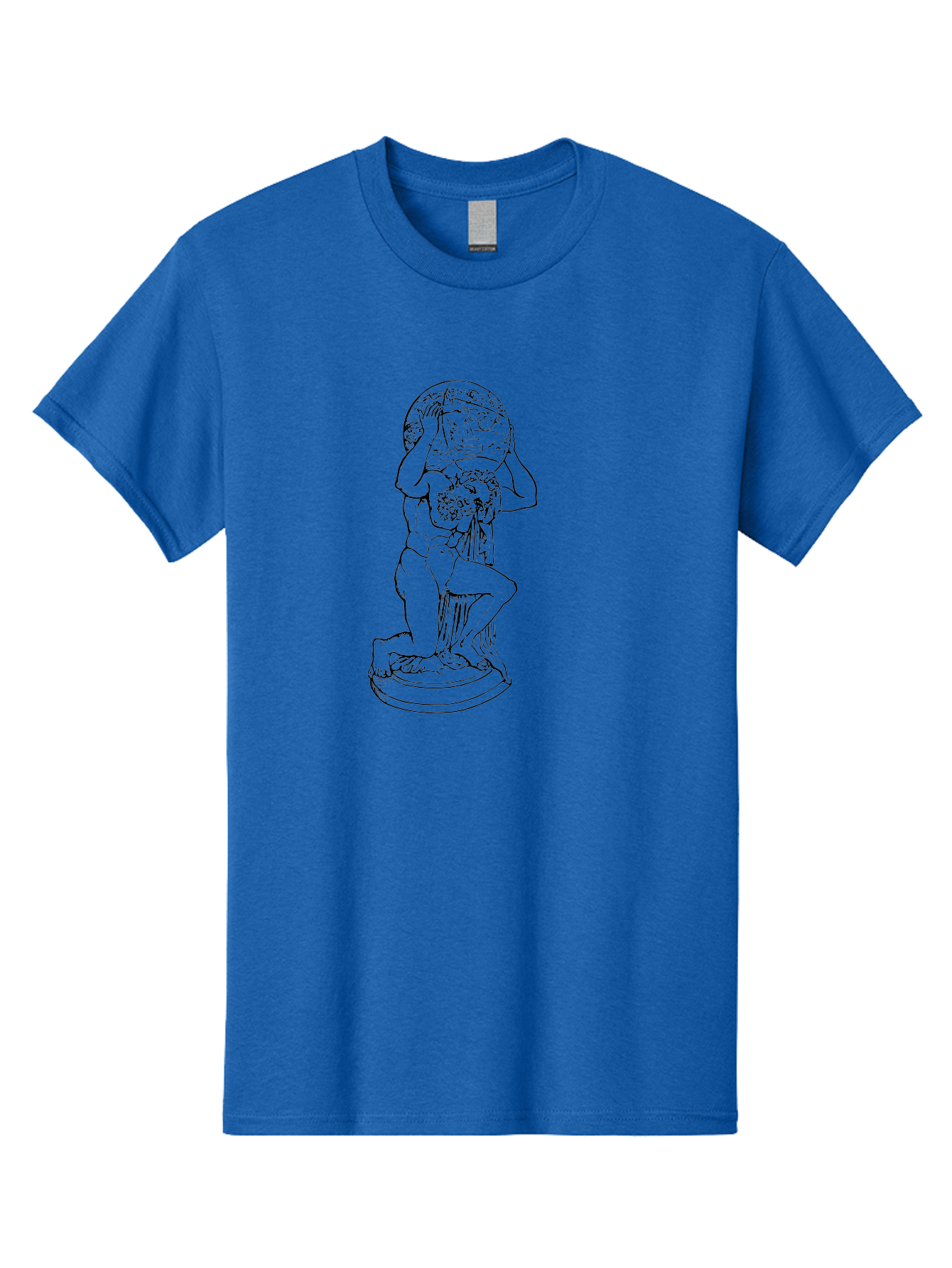 Atlas-Holding-Globe Men'S Graphic Tee, 100% Cotton, Comfortable Casual Summer Wear, Machine Washable, Statue Of Atlas, Greek Mythology, Holding The World, Classical Art, Mythological Figure, Ancient Greek Culture, Symbolic Representation -  Aaa519