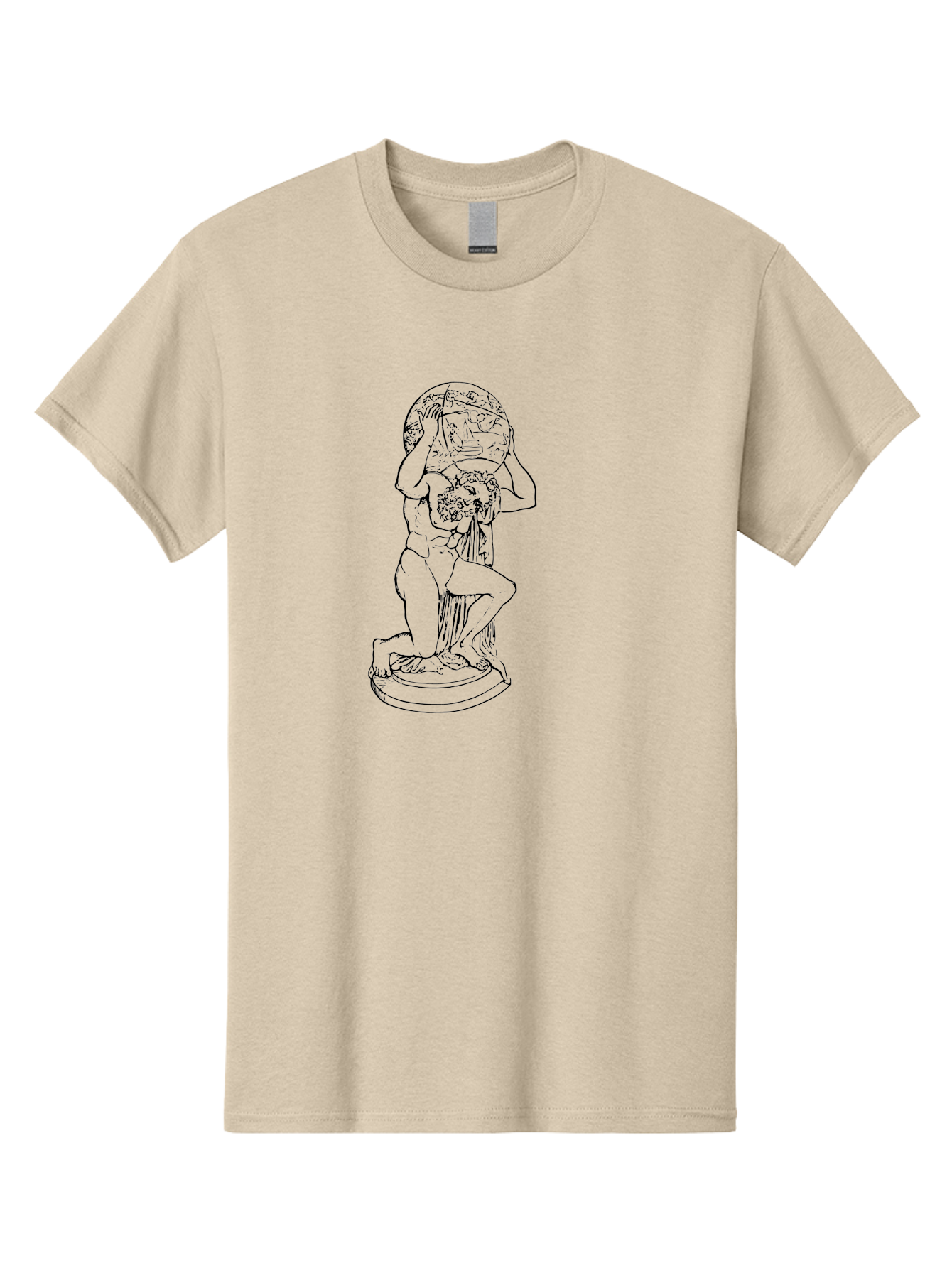Atlas-Holding-Globe Men'S Graphic Tee, 100% Cotton, Comfortable Casual Summer Wear, Machine Washable, Statue Of Atlas, Greek Mythology, Holding The World, Classical Art, Mythological Figure, Ancient Greek Culture, Symbolic Representation -  Aaa519