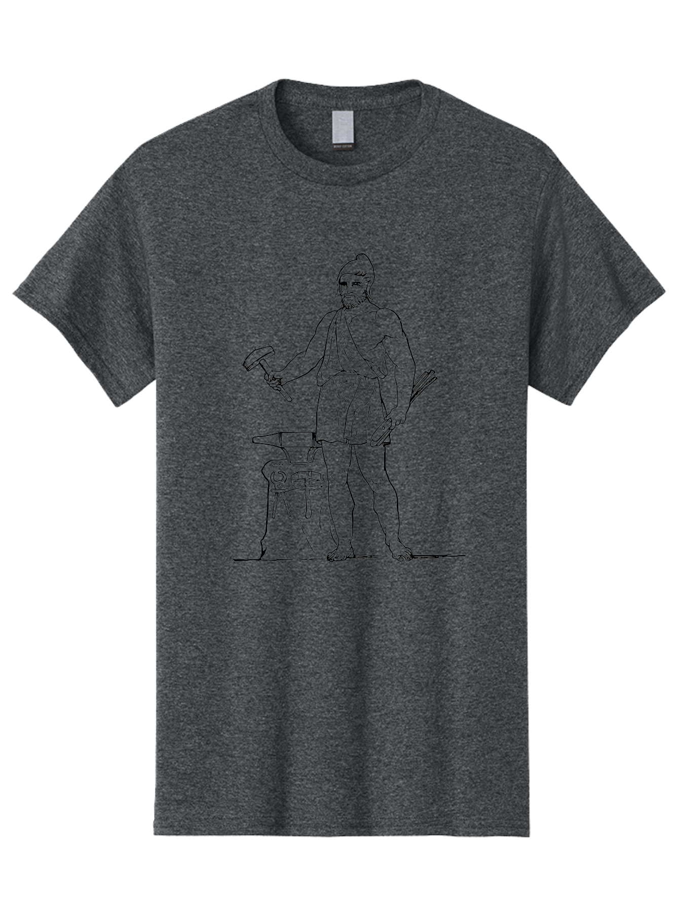 Blacksmith Men'S Graphic Tee, 100% Cotton, Comfortable Casual Summer Wear, Machine Washable, Ancient Greek Blacksmith, Hephaestus, Hammer In Hand, Standing By Anvil, God Of Fire, Mythology, Craftsmanship, Metalwork, Godly Attire, Beard -  Aaa520