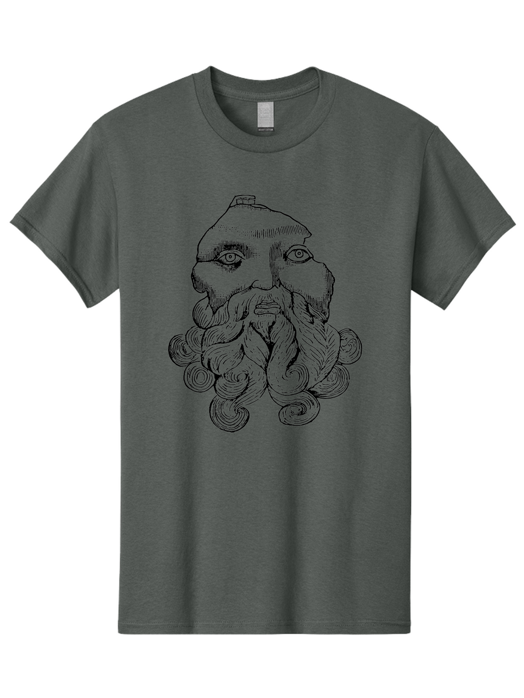 Brahma Men'S Graphic Tee, 100% Cotton, Comfortable Casual Summer Wear, Machine Washable, Mysterious Figure, Three-Eyed Man, Bearded Visage, Mystical Symbol, Abstract Art, Surreal Imagery, Intricate Details, Unique Illustration -  Aaa521