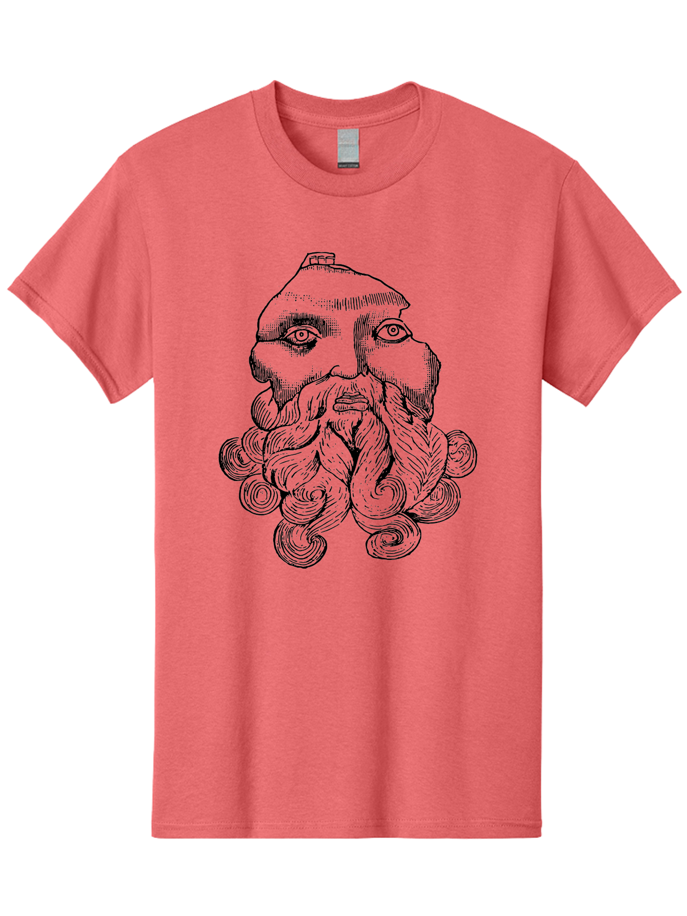 Brahma Men'S Graphic Tee, 100% Cotton, Comfortable Casual Summer Wear, Machine Washable, Mysterious Figure, Three-Eyed Man, Bearded Visage, Mystical Symbol, Abstract Art, Surreal Imagery, Intricate Details, Unique Illustration -  Aaa521