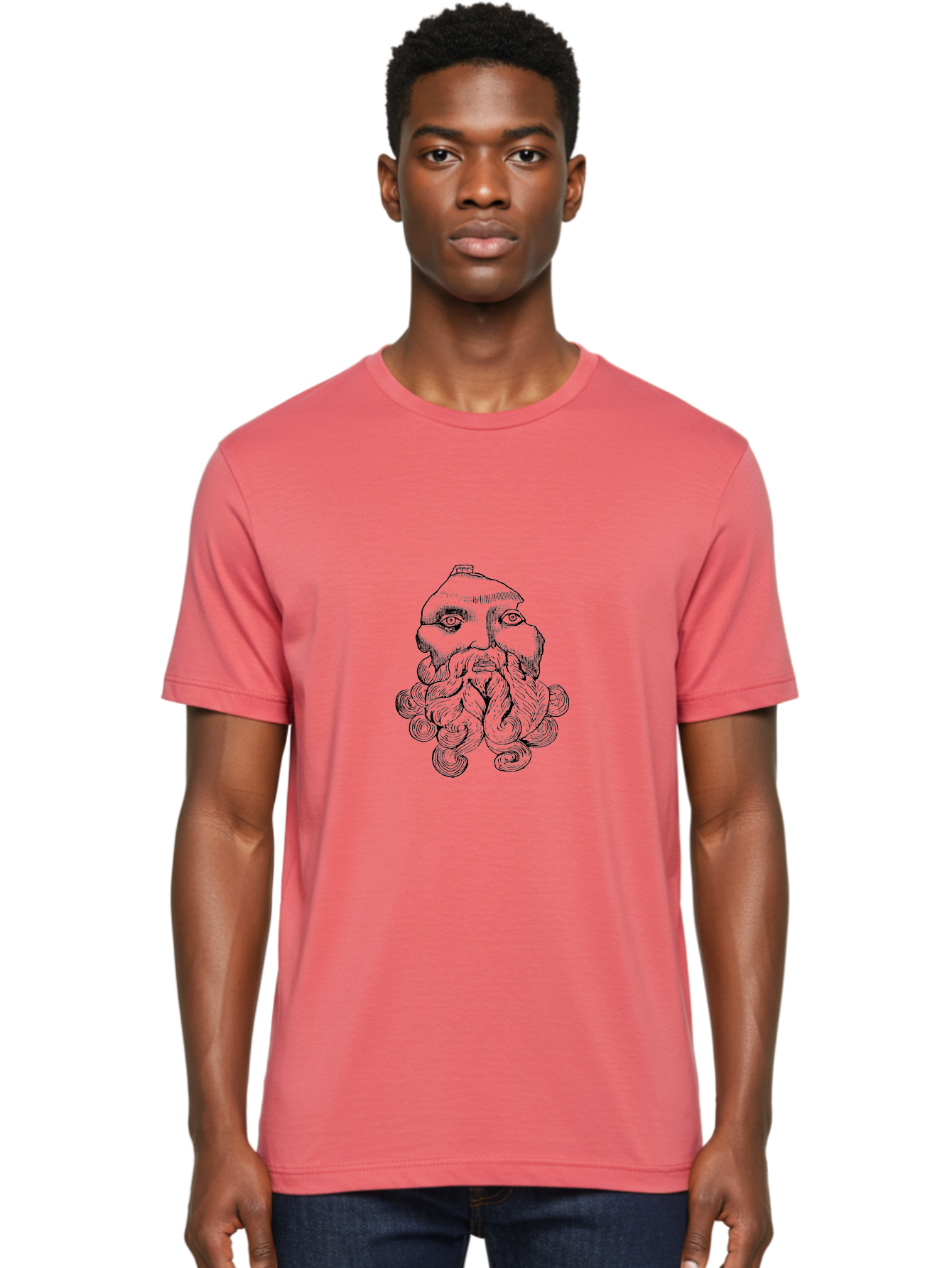 Brahma Men'S Graphic Tee, 100% Cotton, Comfortable Casual Summer Wear, Machine Washable, Mysterious Figure, Three-Eyed Man, Bearded Visage, Mystical Symbol, Abstract Art, Surreal Imagery, Intricate Details, Unique Illustration -  Aaa521