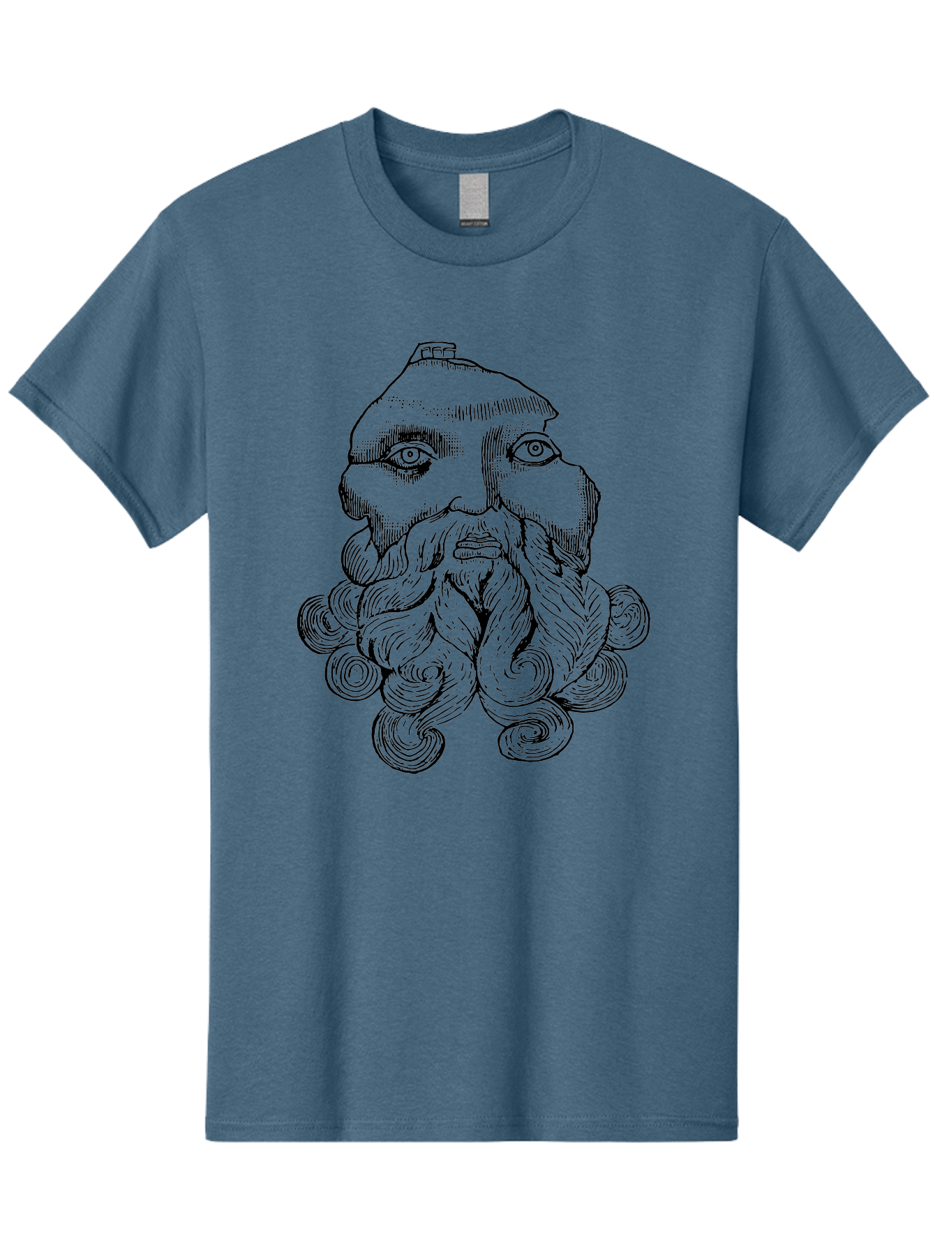 Brahma Men'S Graphic Tee, 100% Cotton, Comfortable Casual Summer Wear, Machine Washable, Mysterious Figure, Three-Eyed Man, Bearded Visage, Mystical Symbol, Abstract Art, Surreal Imagery, Intricate Details, Unique Illustration -  Aaa521