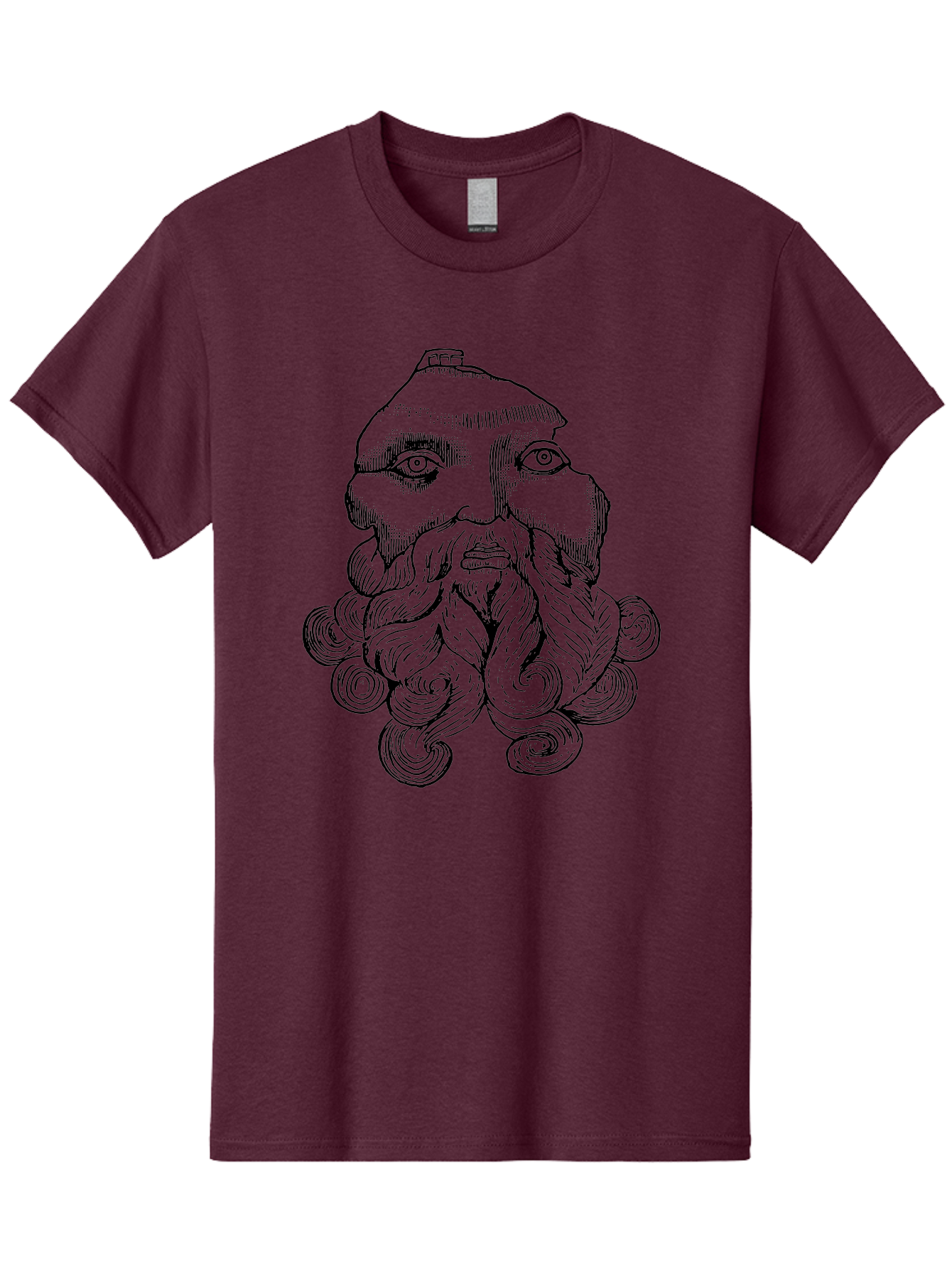 Brahma Men'S Graphic Tee, 100% Cotton, Comfortable Casual Summer Wear, Machine Washable, Mysterious Figure, Three-Eyed Man, Bearded Visage, Mystical Symbol, Abstract Art, Surreal Imagery, Intricate Details, Unique Illustration -  Aaa521