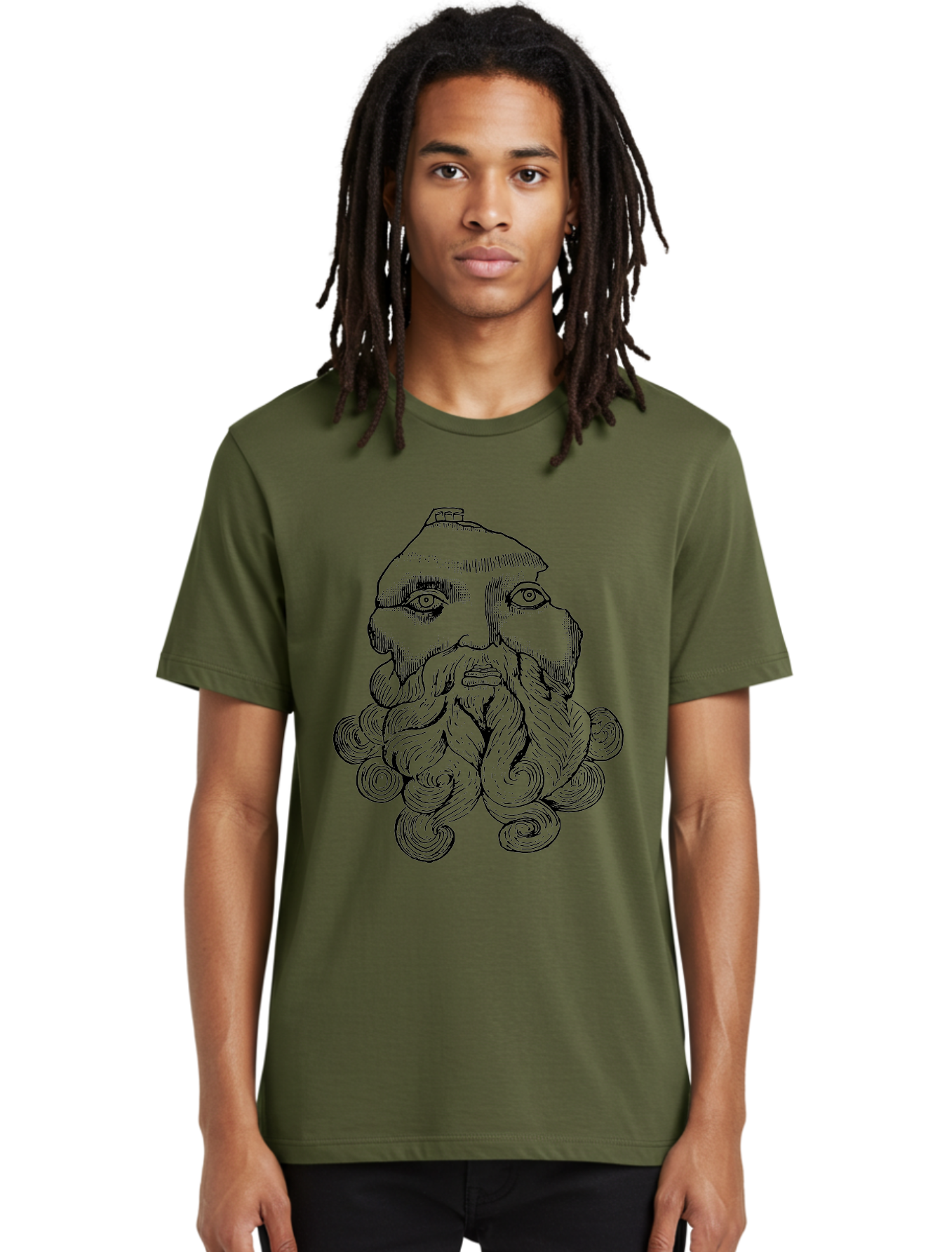 Brahma Men'S Graphic Tee, 100% Cotton, Comfortable Casual Summer Wear, Machine Washable, Mysterious Figure, Three-Eyed Man, Bearded Visage, Mystical Symbol, Abstract Art, Surreal Imagery, Intricate Details, Unique Illustration -  Aaa521