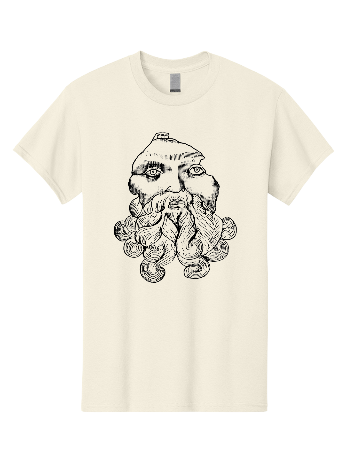 Brahma Men'S Graphic Tee, 100% Cotton, Comfortable Casual Summer Wear, Machine Washable, Mysterious Figure, Three-Eyed Man, Bearded Visage, Mystical Symbol, Abstract Art, Surreal Imagery, Intricate Details, Unique Illustration -  Aaa521