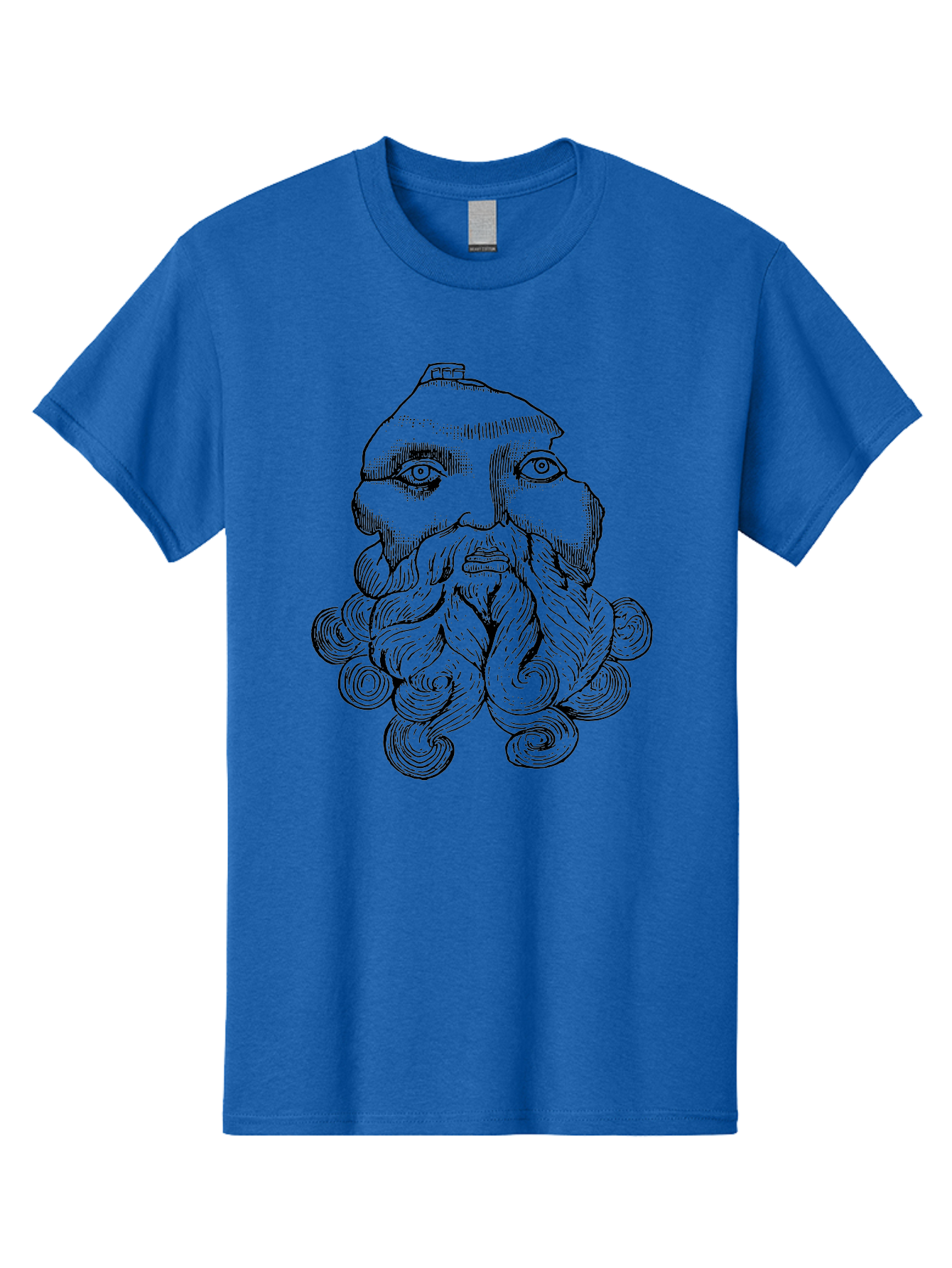 Brahma Men'S Graphic Tee, 100% Cotton, Comfortable Casual Summer Wear, Machine Washable, Mysterious Figure, Three-Eyed Man, Bearded Visage, Mystical Symbol, Abstract Art, Surreal Imagery, Intricate Details, Unique Illustration -  Aaa521