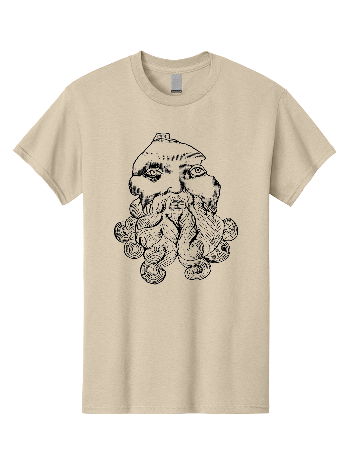 Brahma Men'S Graphic Tee, 100% Cotton, Comfortable Casual Summer Wear, Machine Washable, Mysterious Figure, Three-Eyed Man, Bearded Visage, Mystical Symbol, Abstract Art, Surreal Imagery, Intricate Details, Unique Illustration -  Aaa521