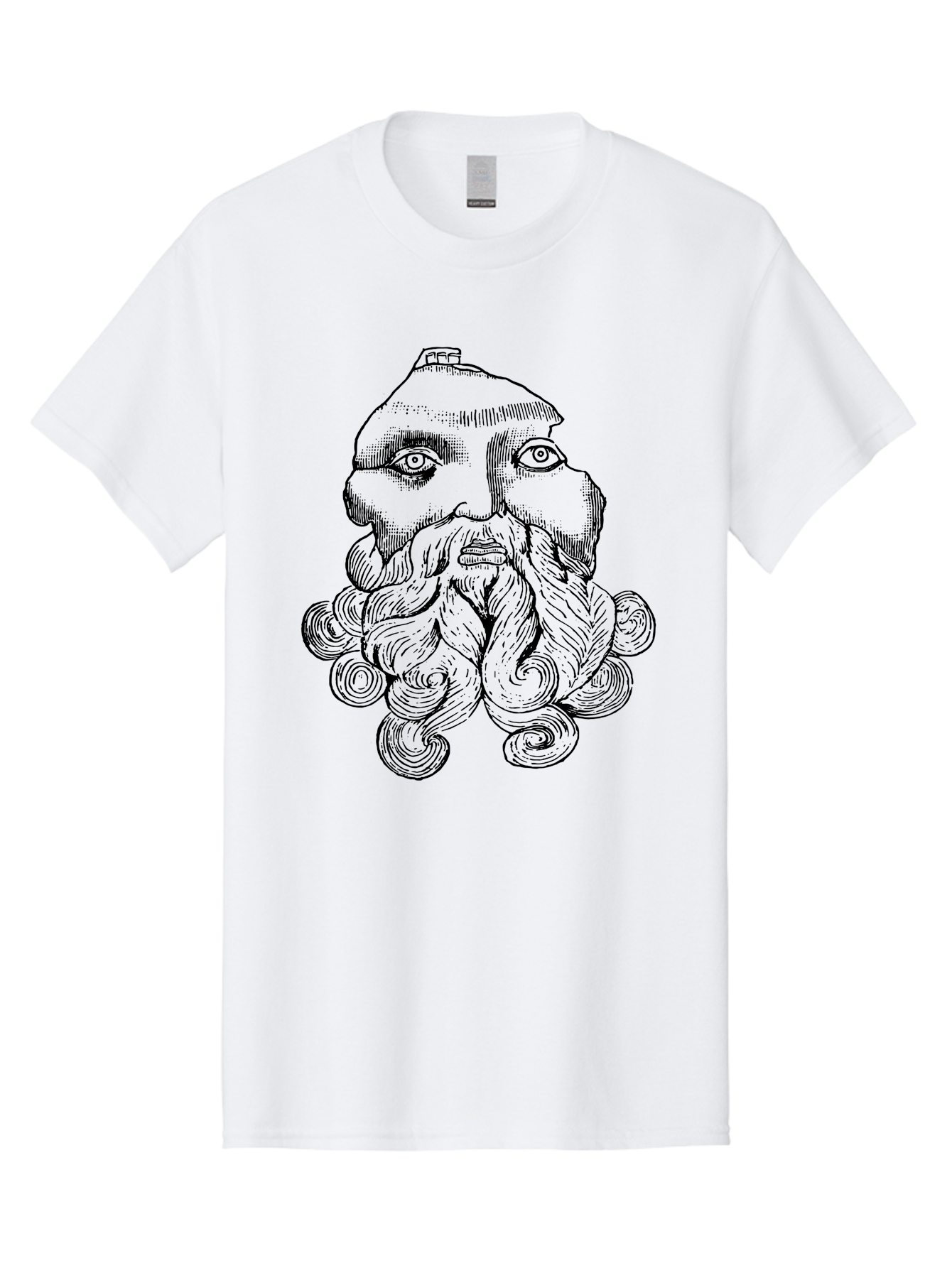Brahma Men'S Graphic Tee, 100% Cotton, Comfortable Casual Summer Wear, Machine Washable, Mysterious Figure, Three-Eyed Man, Bearded Visage, Mystical Symbol, Abstract Art, Surreal Imagery, Intricate Details, Unique Illustration -  Aaa521