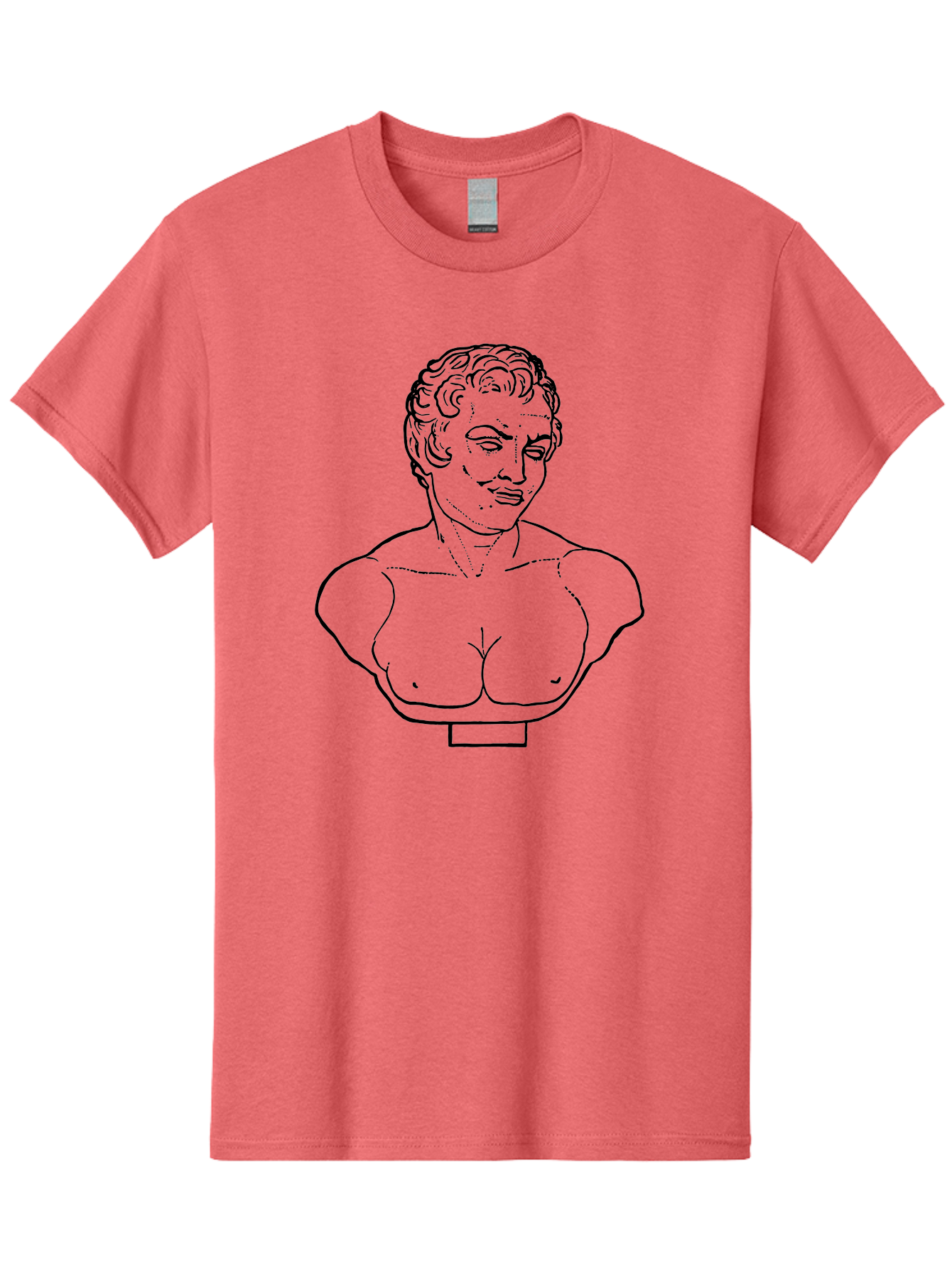 Bust-Of-Person Men'S Graphic Tee, 100% Cotton, Comfortable Casual Summer Wear, Machine Washable, Classical Bust, Stone Statue, Artwork, Illustration, Outline Art, Figure Sculpture, Classical Art, Artistic Drawing, Sketch Portrait -  Aaa522