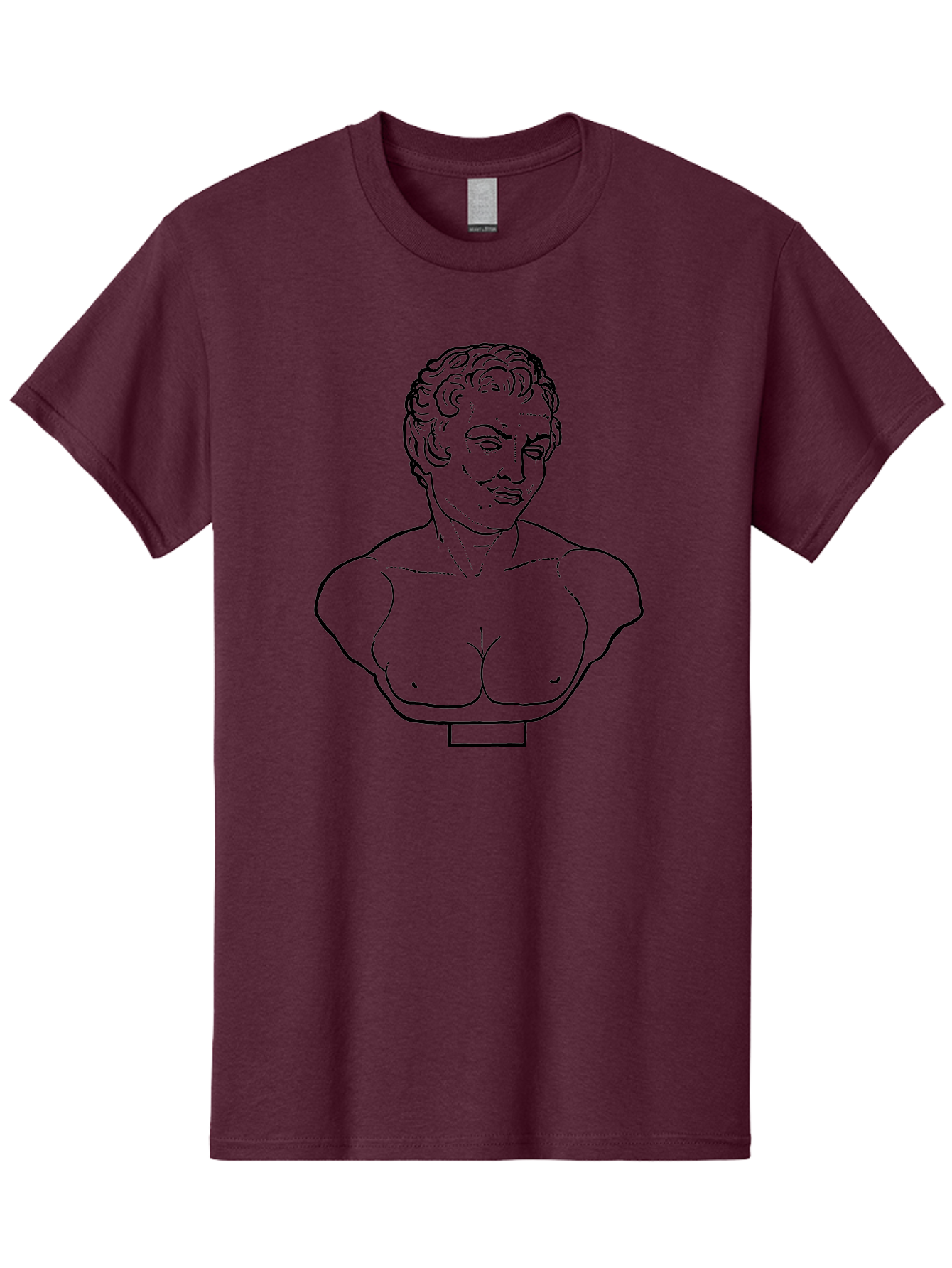 Bust-Of-Person Men'S Graphic Tee, 100% Cotton, Comfortable Casual Summer Wear, Machine Washable, Classical Bust, Stone Statue, Artwork, Illustration, Outline Art, Figure Sculpture, Classical Art, Artistic Drawing, Sketch Portrait -  Aaa522