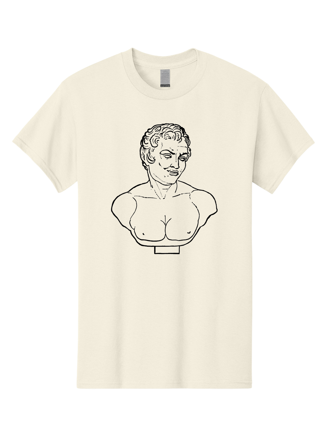 Bust-Of-Person Men'S Graphic Tee, 100% Cotton, Comfortable Casual Summer Wear, Machine Washable, Classical Bust, Stone Statue, Artwork, Illustration, Outline Art, Figure Sculpture, Classical Art, Artistic Drawing, Sketch Portrait -  Aaa522