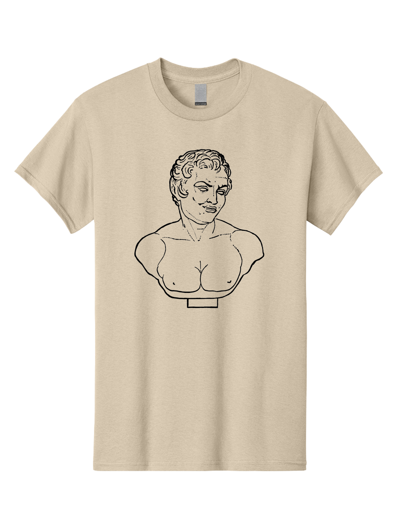 Bust-Of-Person Men'S Graphic Tee, 100% Cotton, Comfortable Casual Summer Wear, Machine Washable, Classical Bust, Stone Statue, Artwork, Illustration, Outline Art, Figure Sculpture, Classical Art, Artistic Drawing, Sketch Portrait -  Aaa522